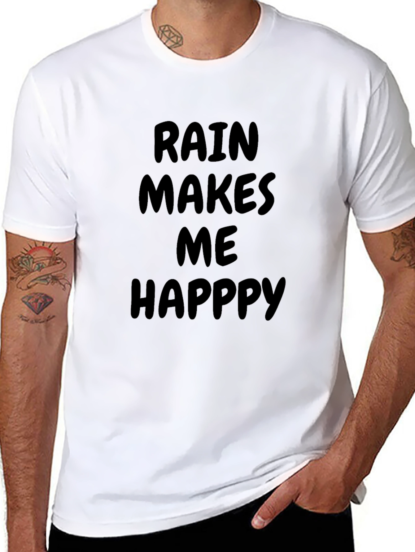 Rain Makes Me Happy Black T-Shirt