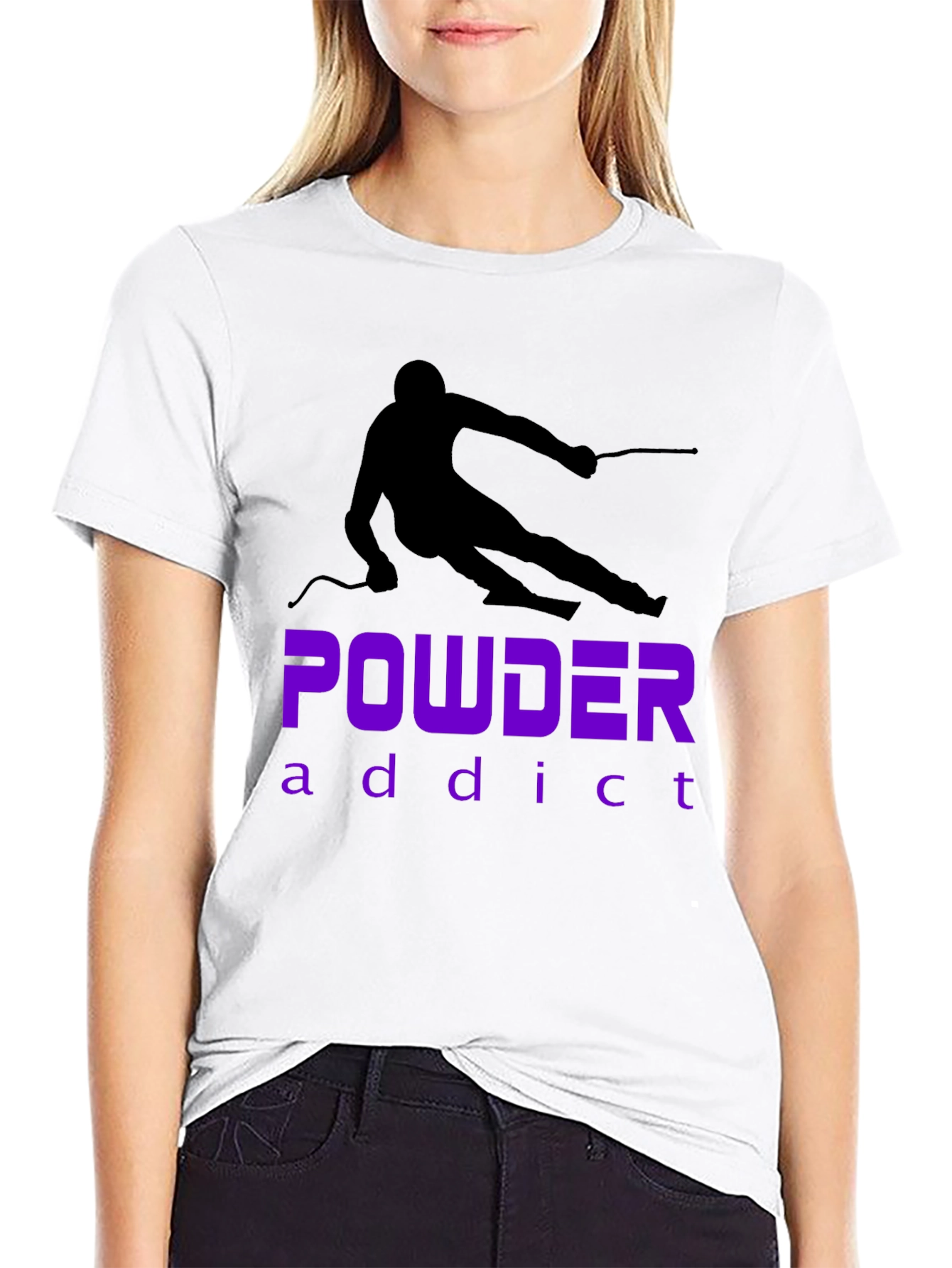 Powder Addict Skiing T-Shirt - Black Graphic Tee