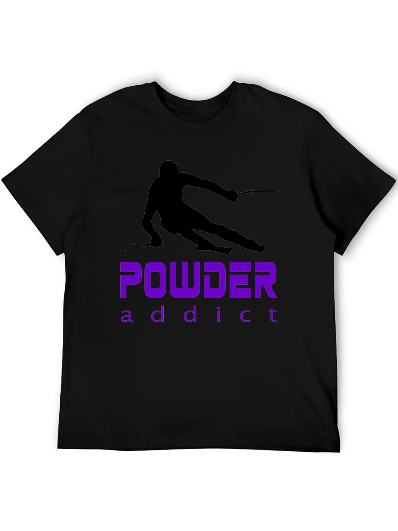 Powder Addict Skiing T-Shirt - Black Graphic Tee