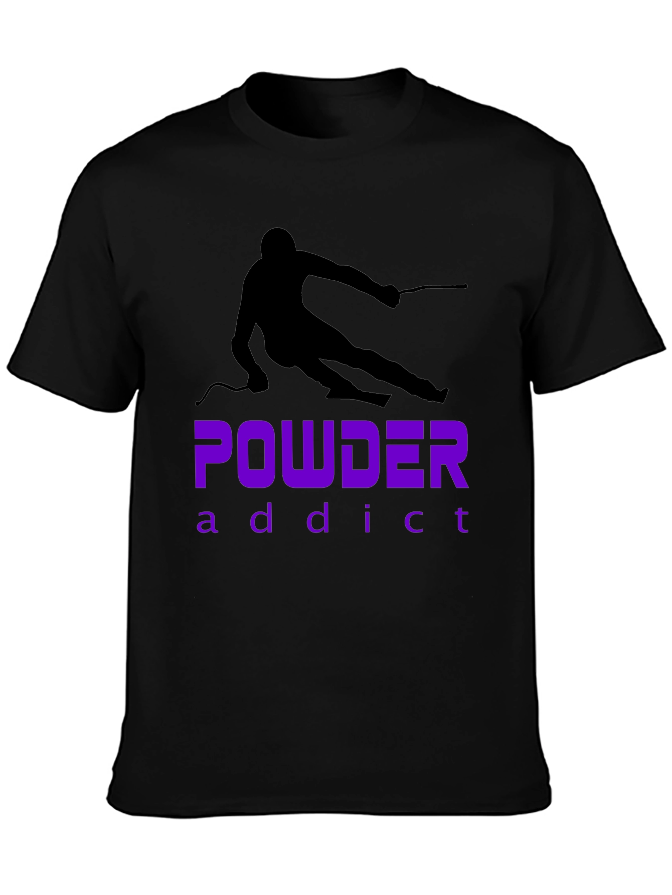 Powder Addict Skiing T-Shirt - Black Graphic Tee