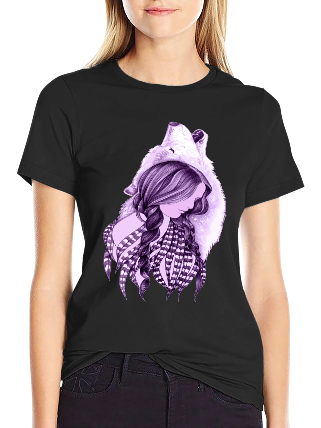 Wolf Spirit Graphic T-Shirt - Black
