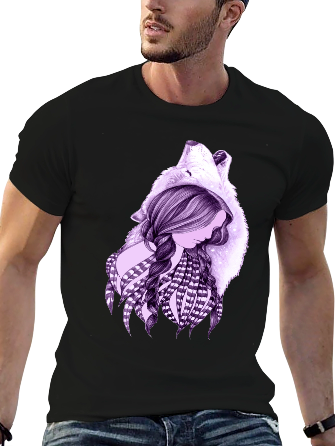 Wolf Spirit Graphic T-Shirt - Black