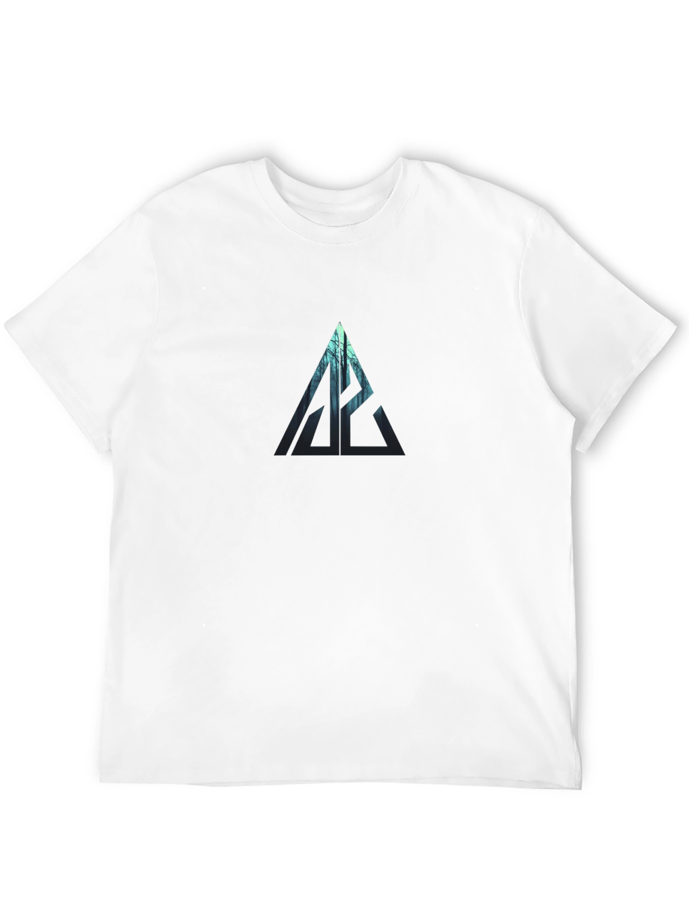 Mens Graphic Black T-Shirt: Forest Triangle Design