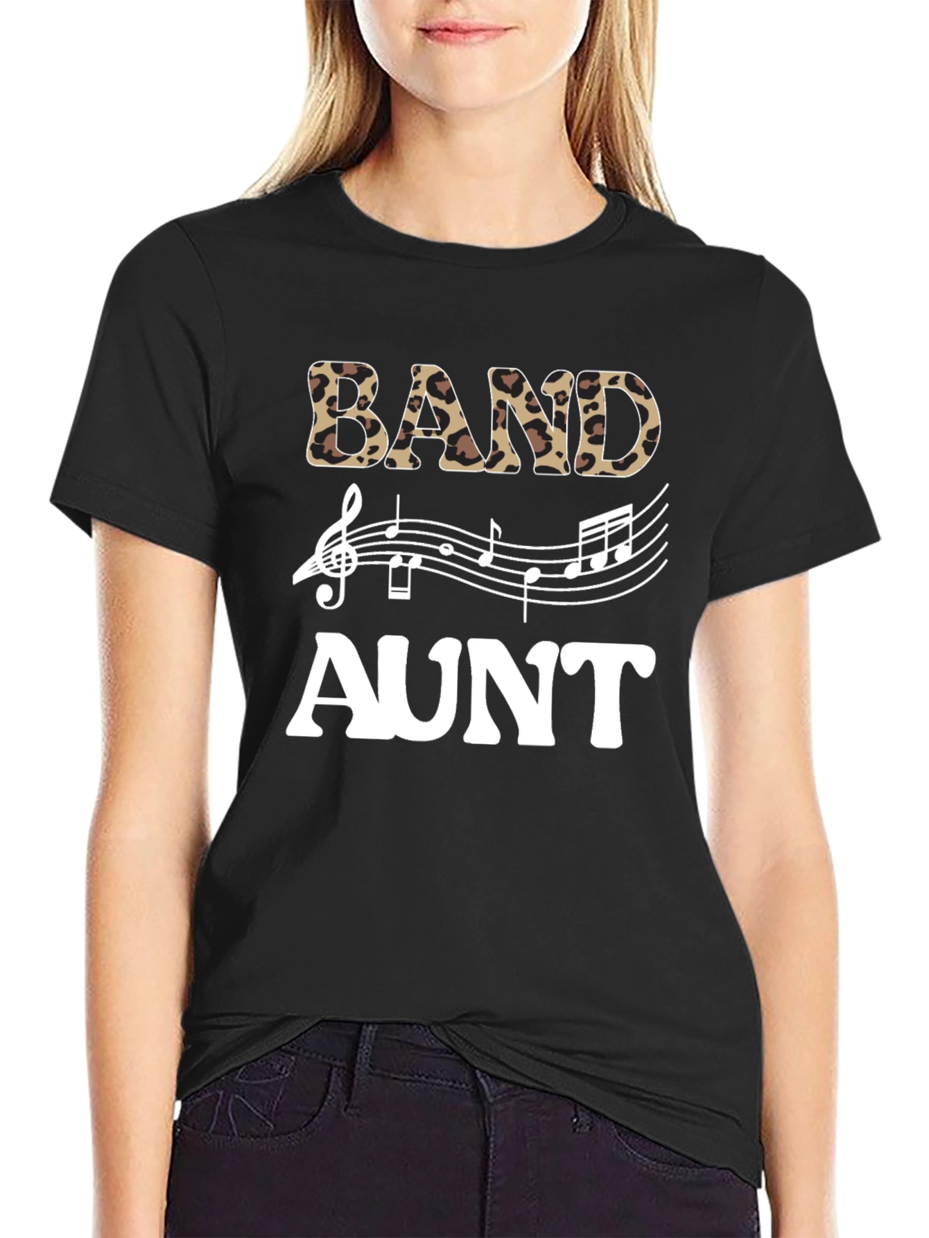 Band Aunt Leopard Print Music T-Shirt
