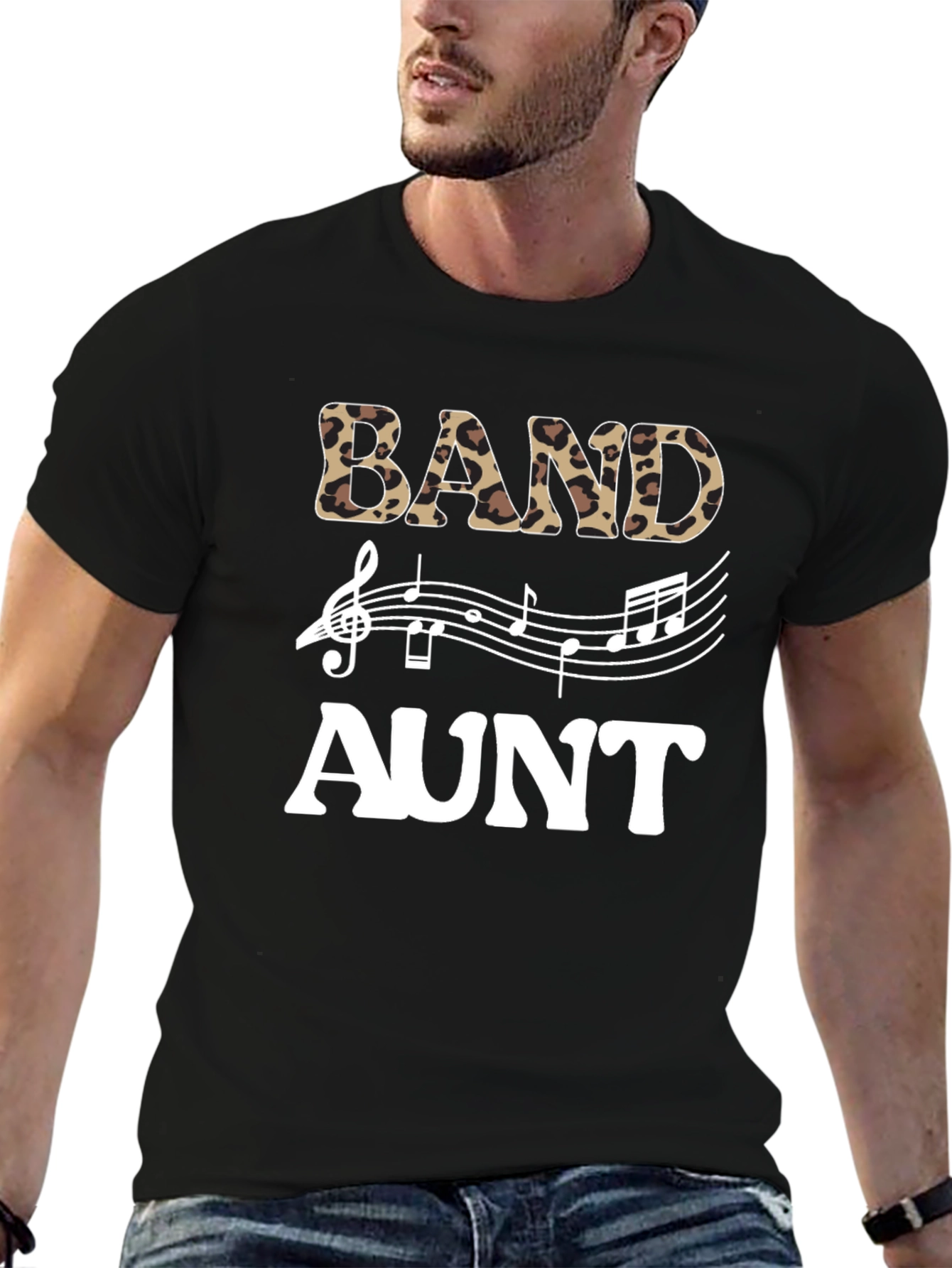 Band Aunt Leopard Print Music T-Shirt