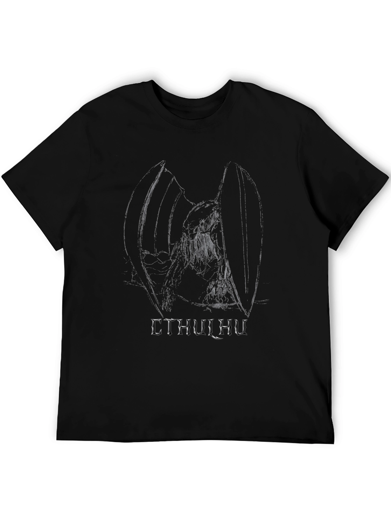 Cthulhu Graphic Tee - Black Cotton Blend T-Shirt