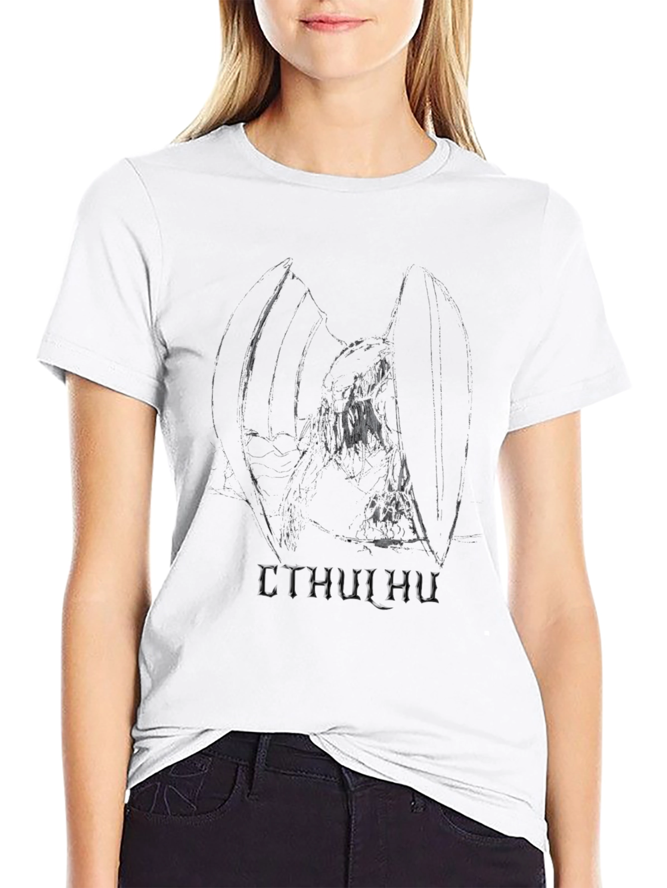 Cthulhu Graphic Tee - Black Cotton Blend T-Shirt