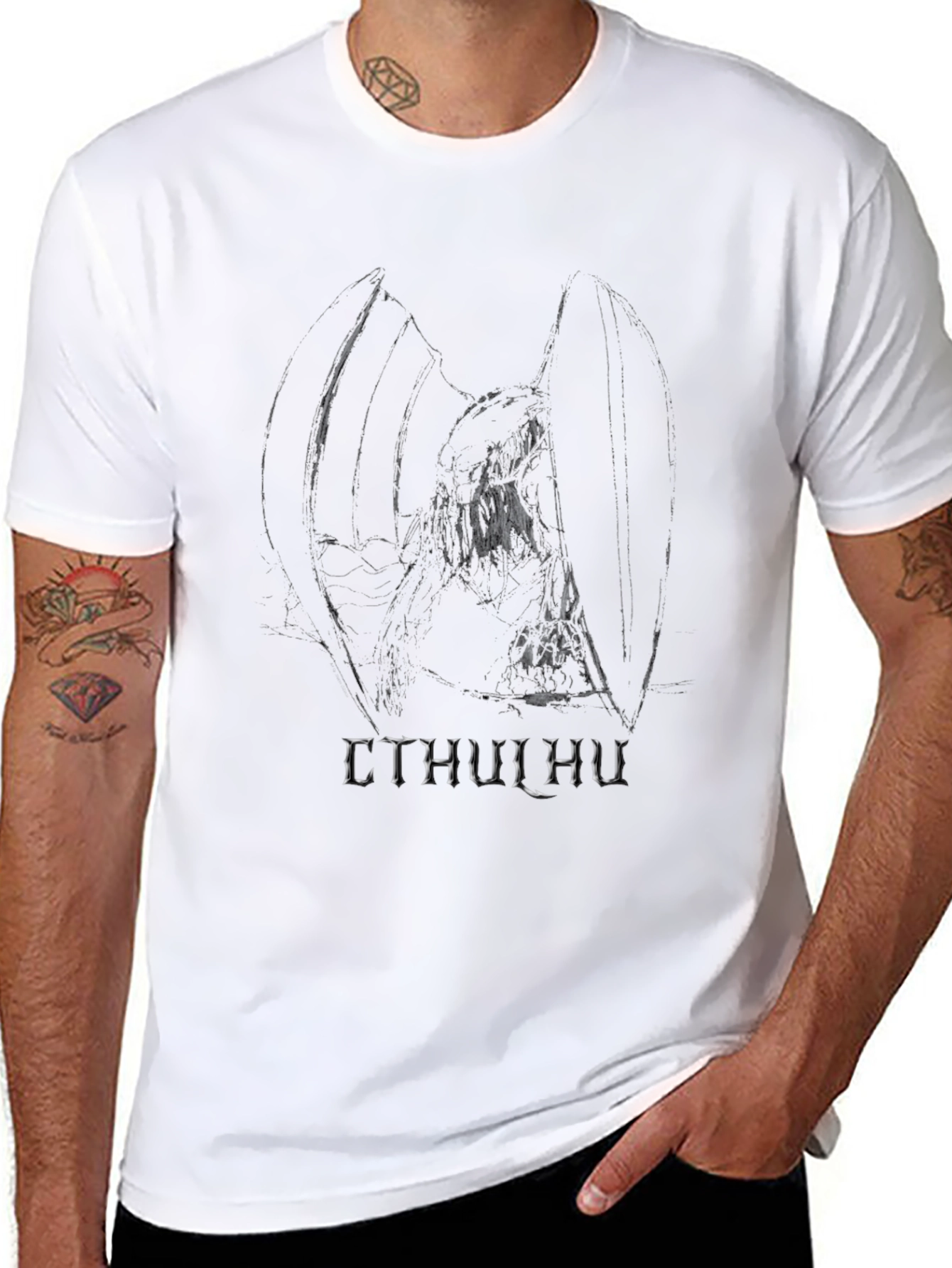 Cthulhu Graphic Tee - Black Cotton Blend T-Shirt