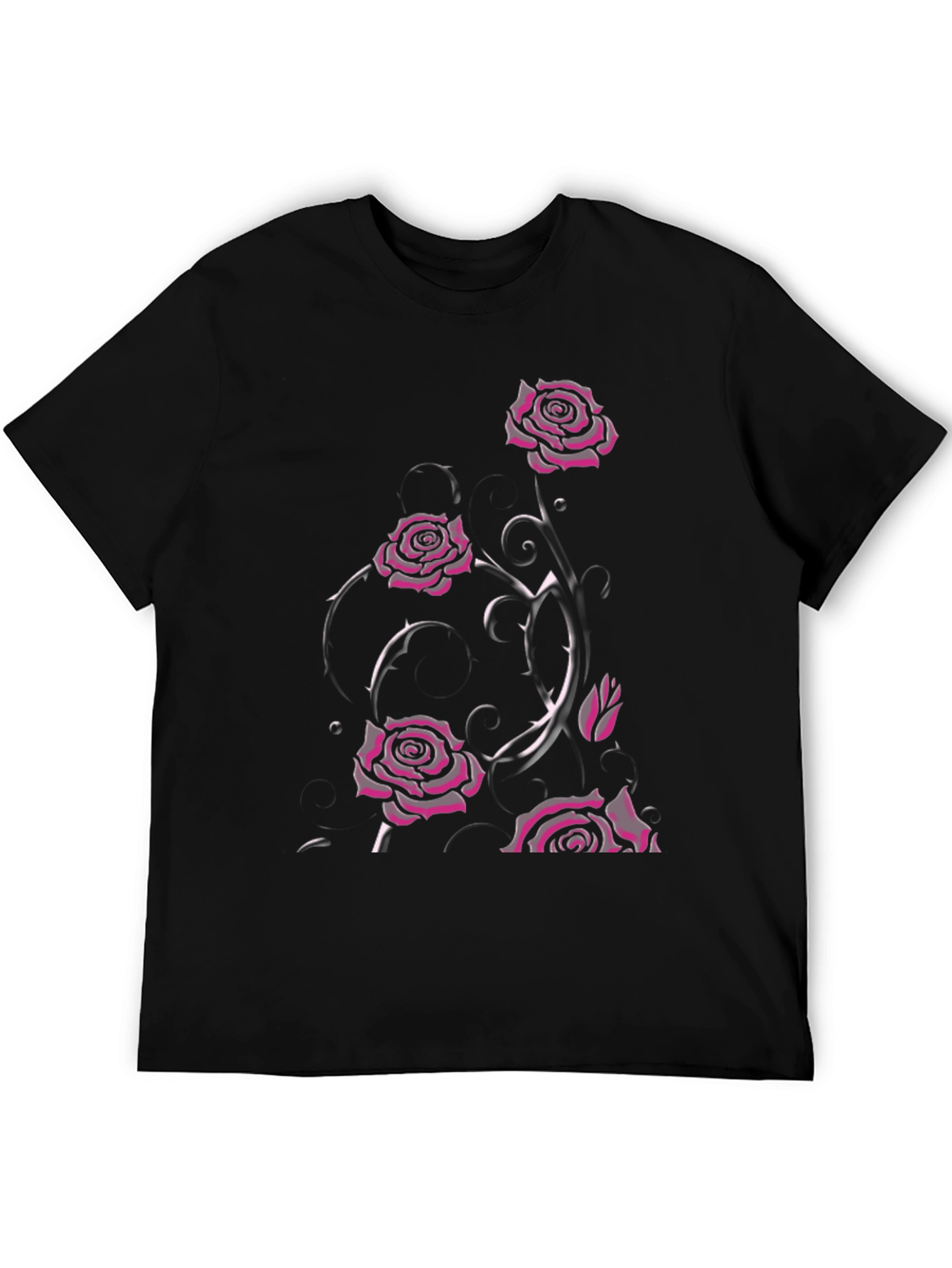 Gothic Rose T-Shirt - Dark Floral Design
