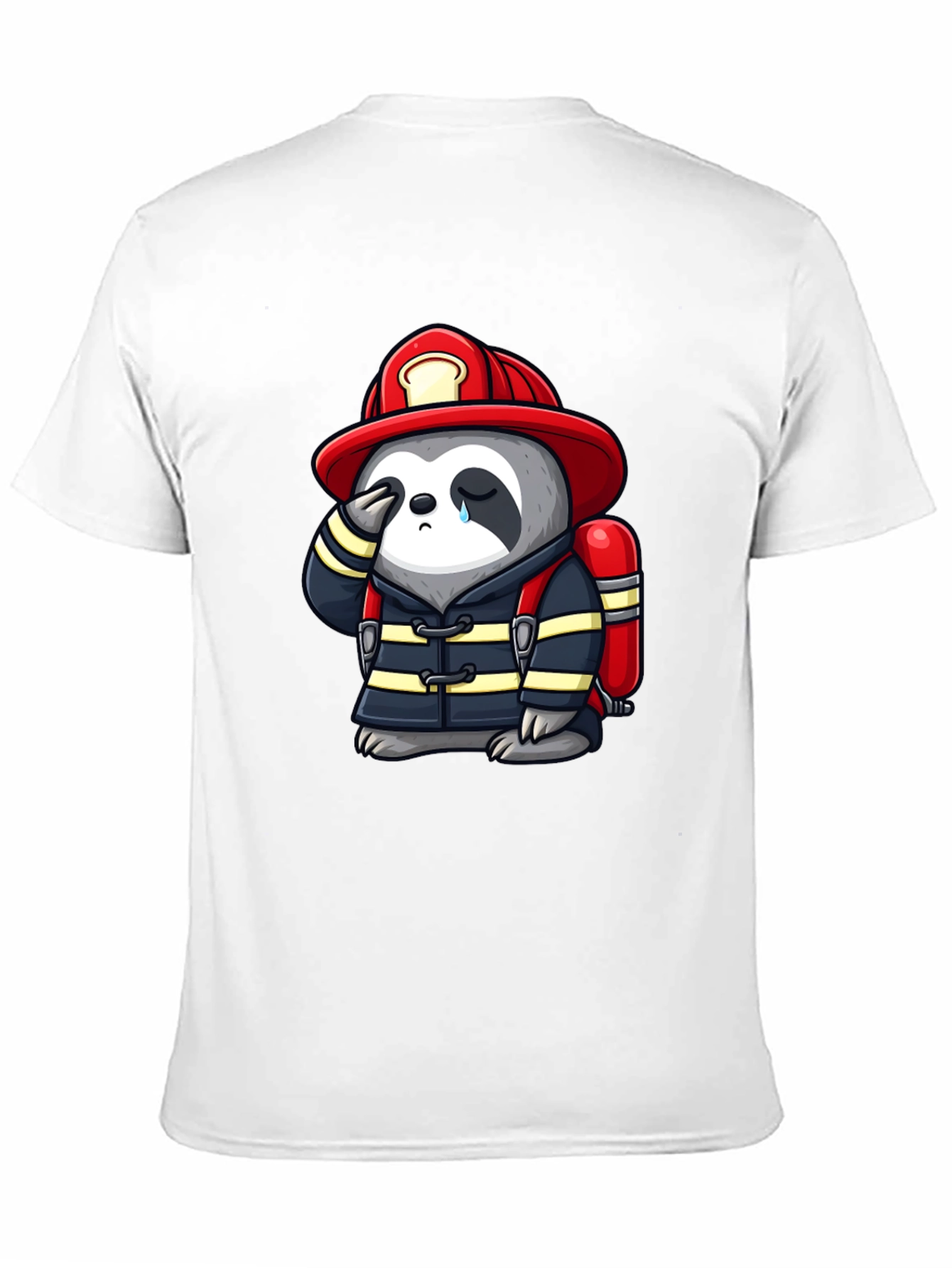 Sad Firefighter Sloth Graphic T-Shirt