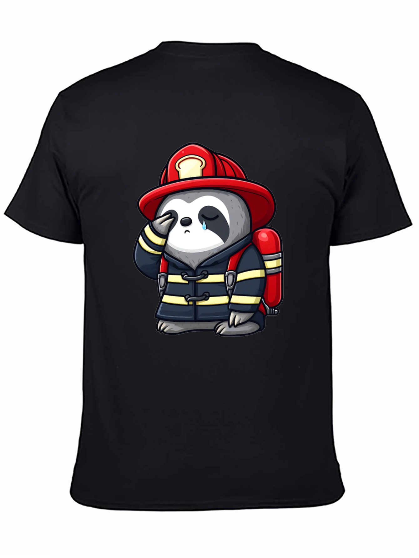 Sad Firefighter Sloth Graphic T-Shirt