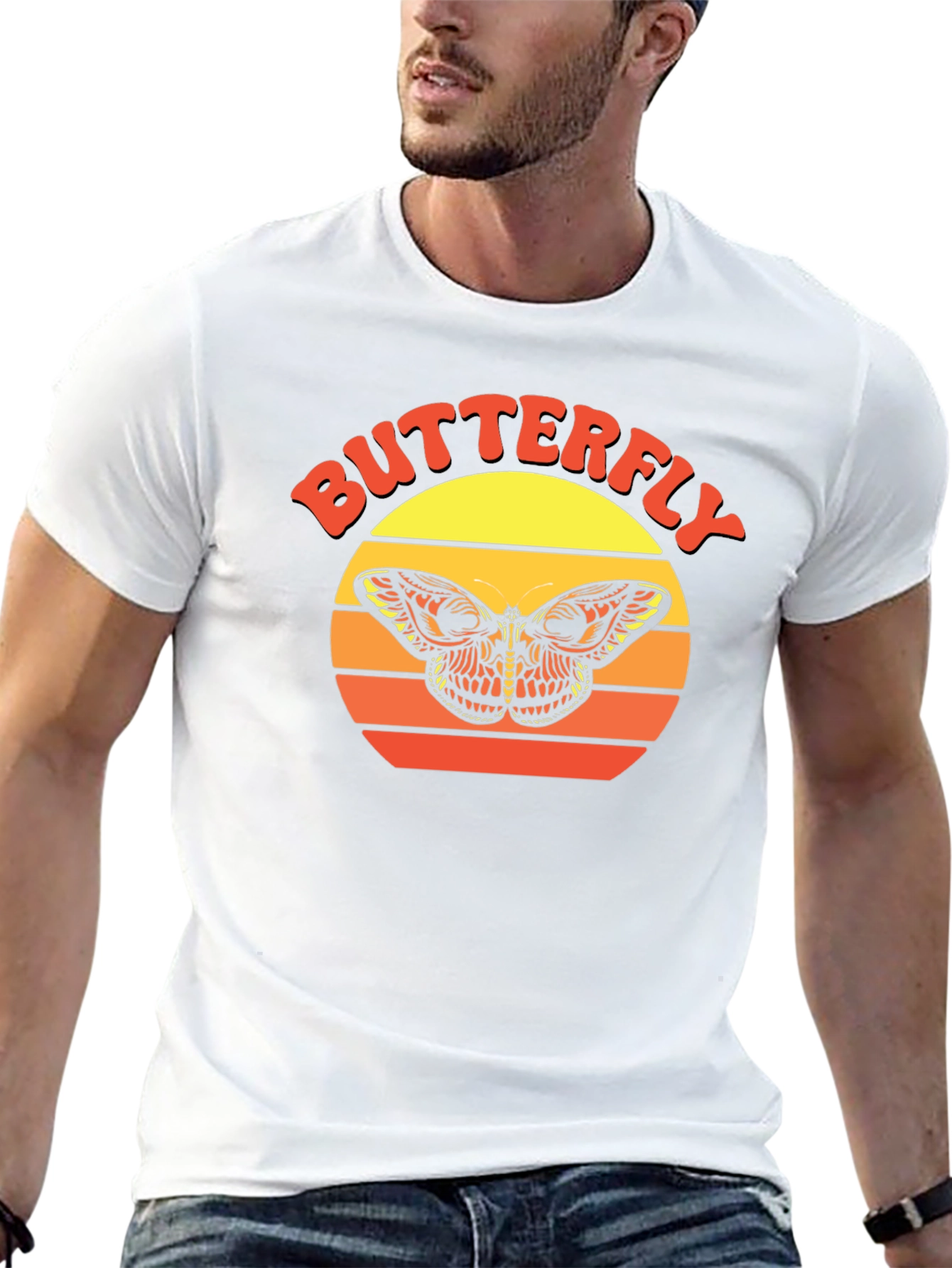 Butterfly Retro Sunset Graphic Tee