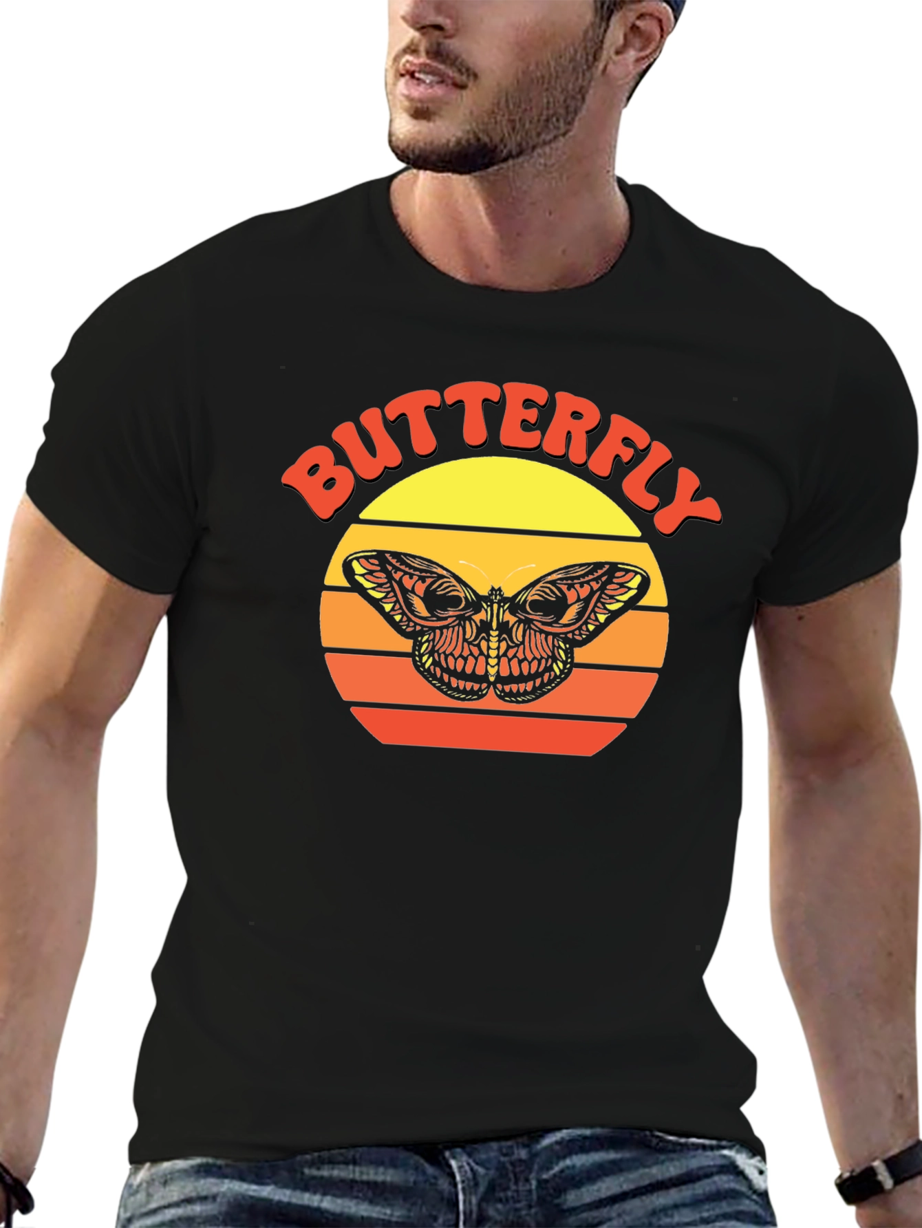 Butterfly Retro Sunset Graphic Tee