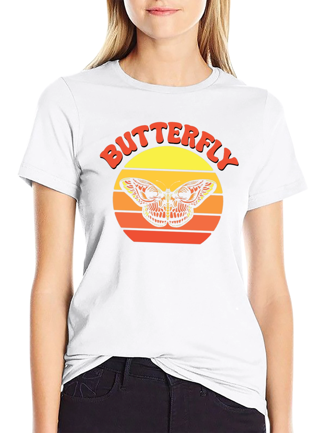 Butterfly Retro Sunset Graphic Tee