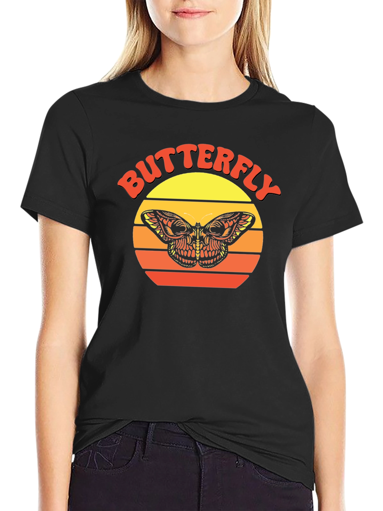 Butterfly Retro Sunset Graphic Tee