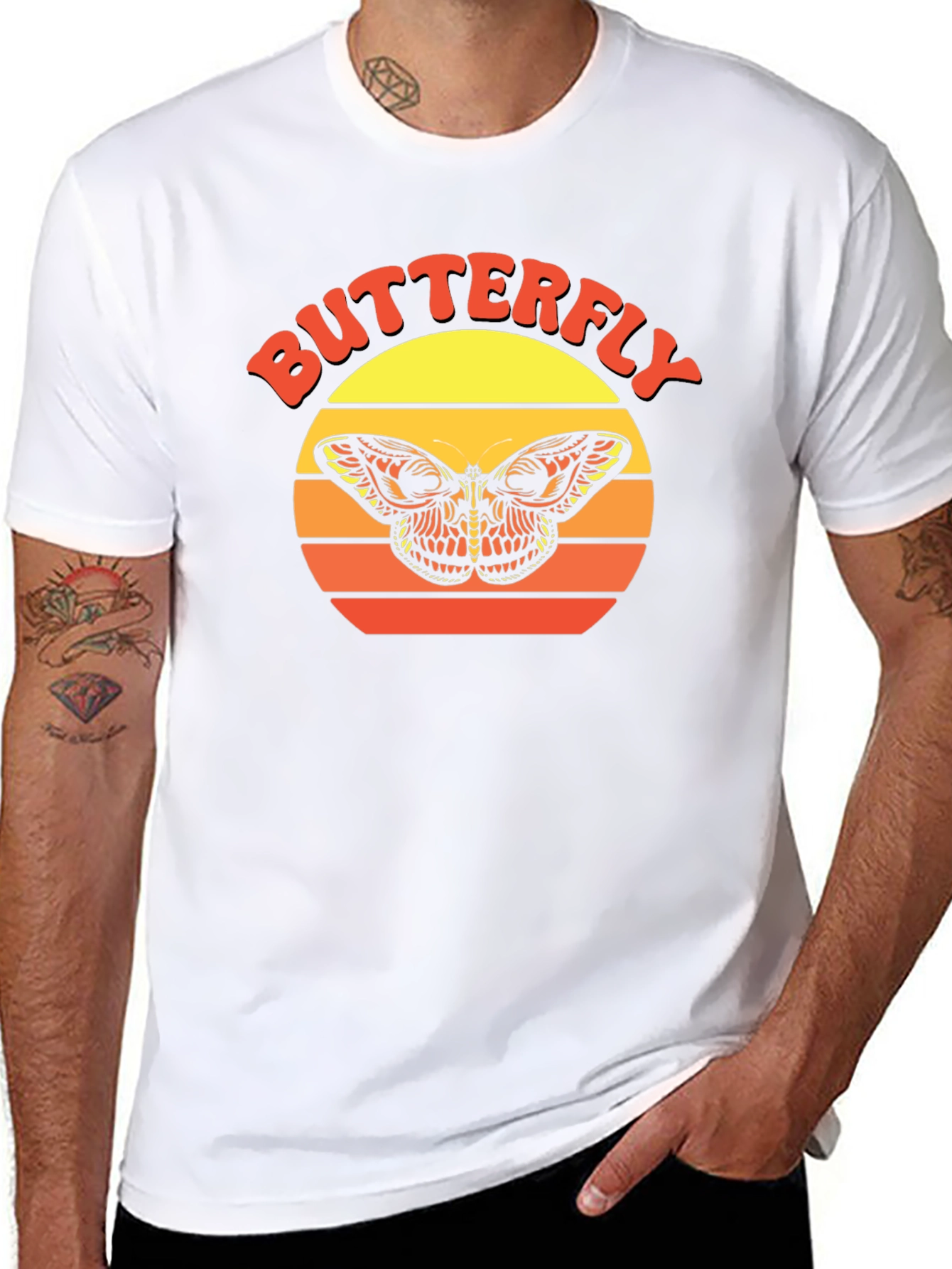 Butterfly Retro Sunset Graphic Tee