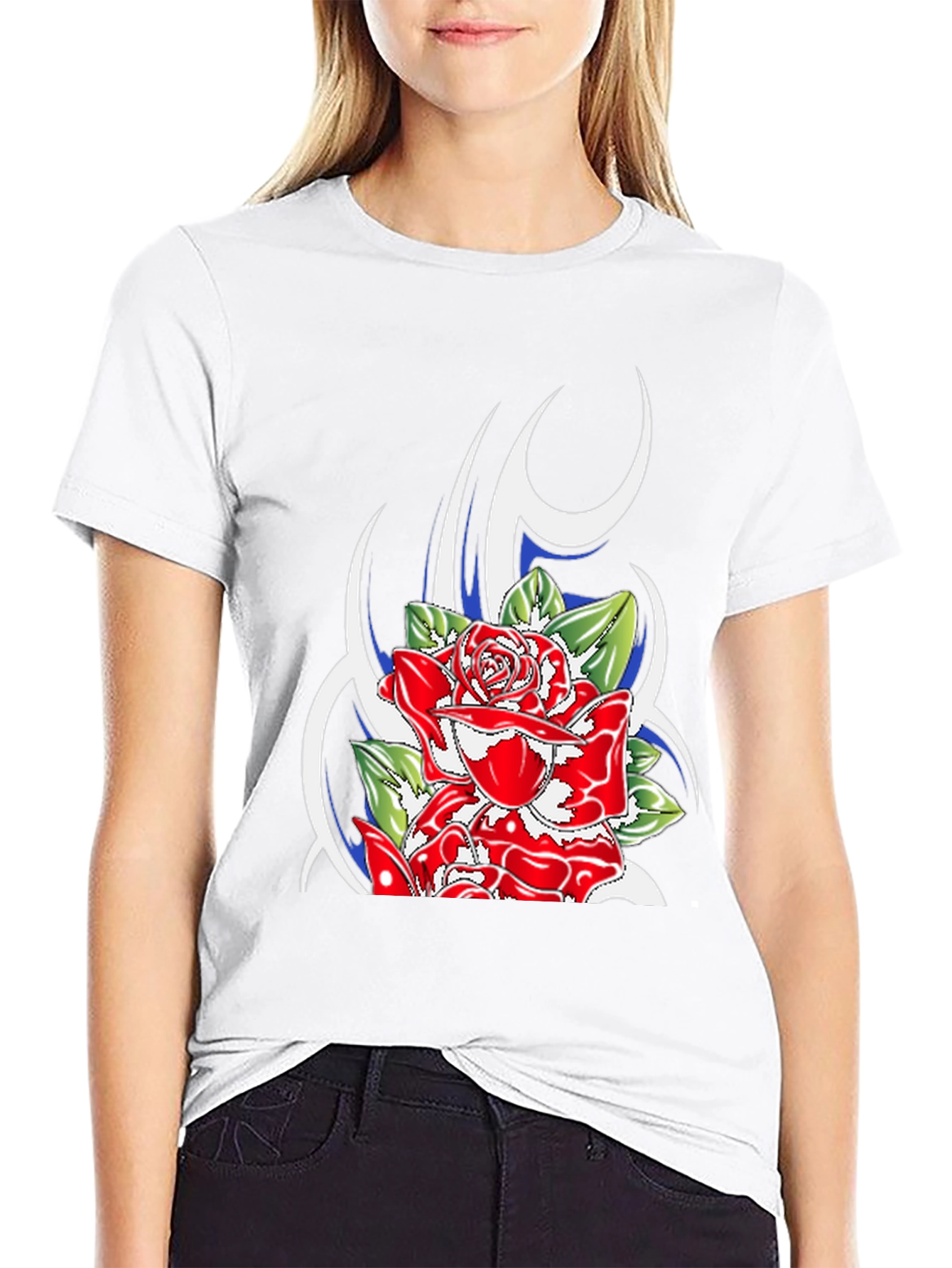 Rose Graphic Black T-Shirt