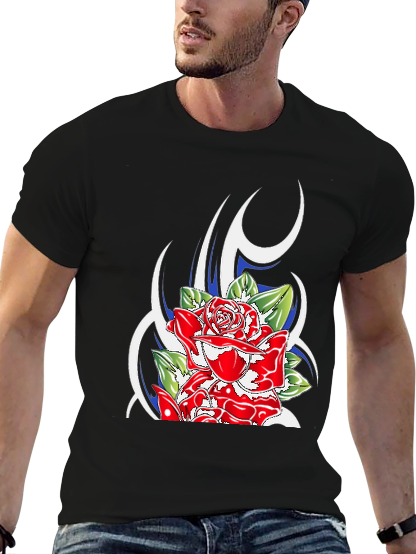 Rose Graphic Black T-Shirt
