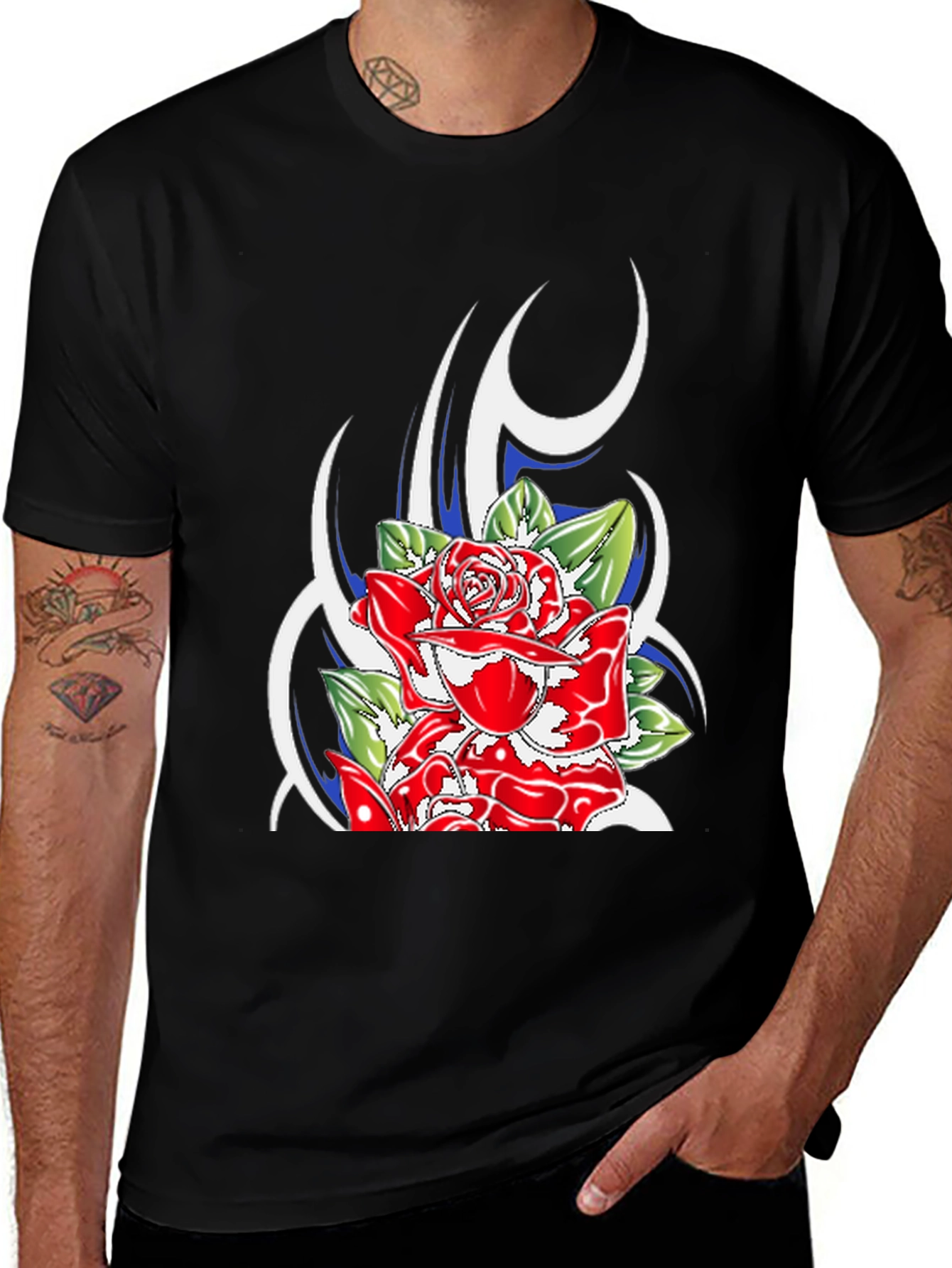 Rose Graphic Black T-Shirt