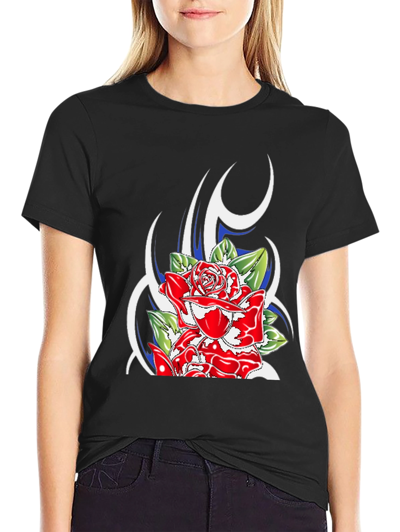 Rose Graphic Black T-Shirt