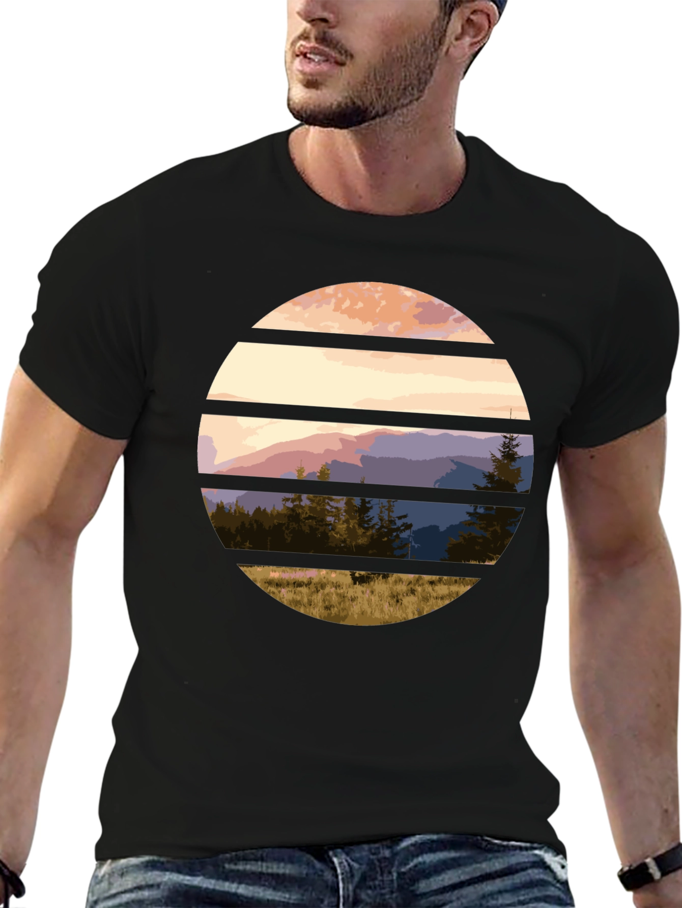 Scenic Mountain Sunset Graphic Tee