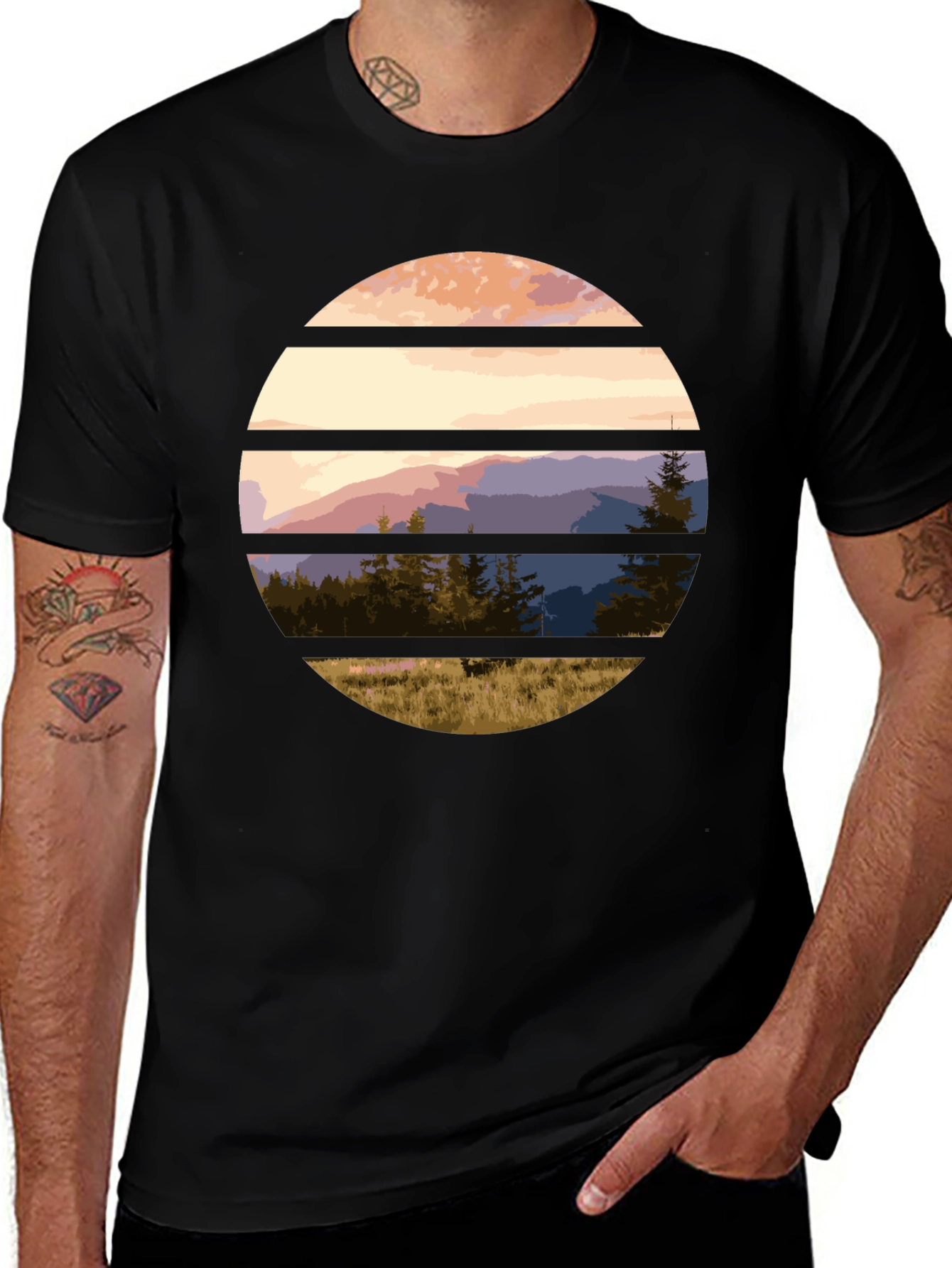 Scenic Mountain Sunset Graphic Tee