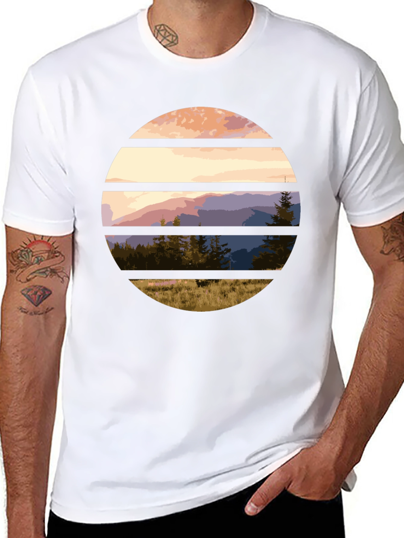 Scenic Mountain Sunset Graphic Tee