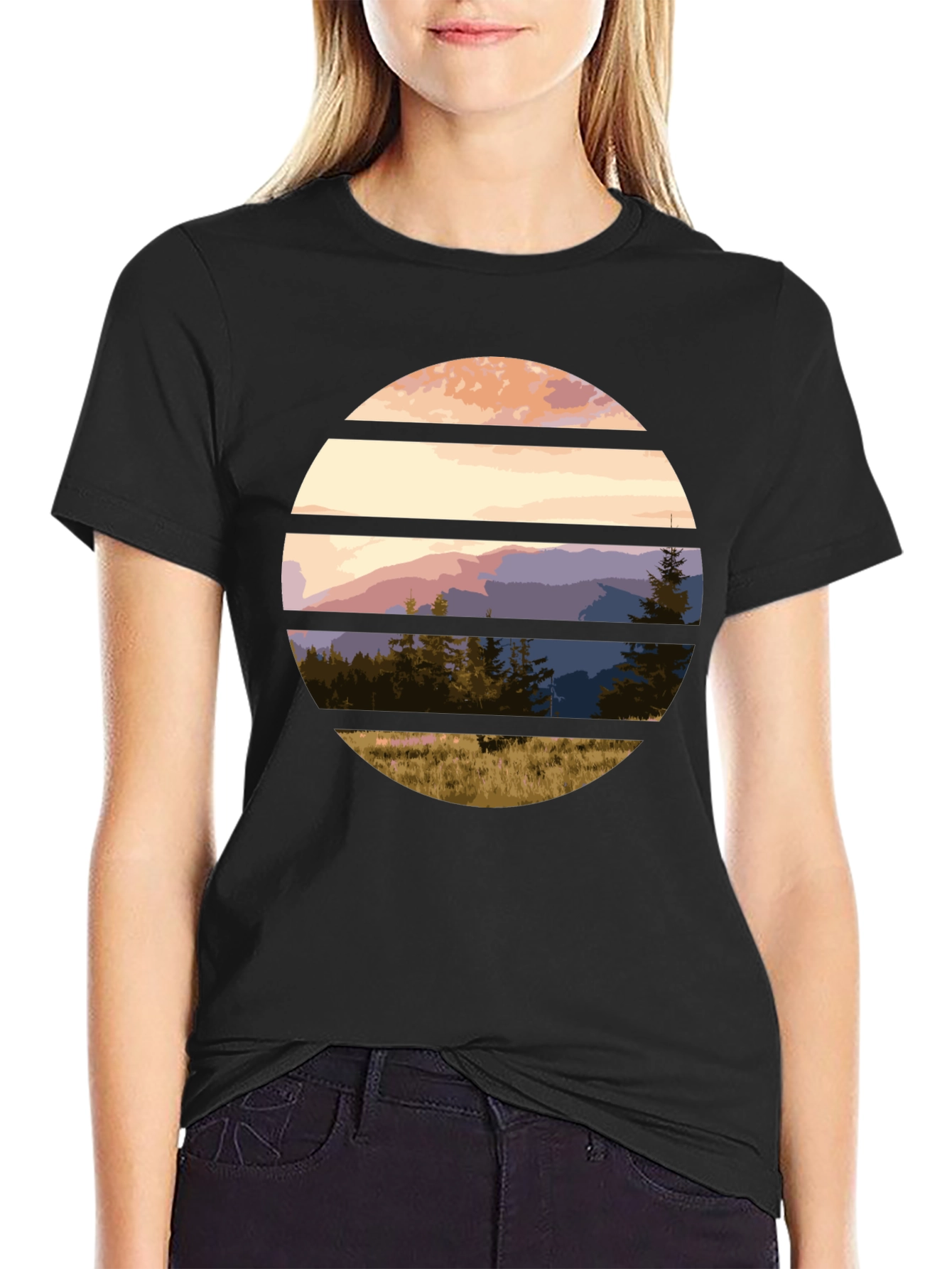 Scenic Mountain Sunset Graphic Tee