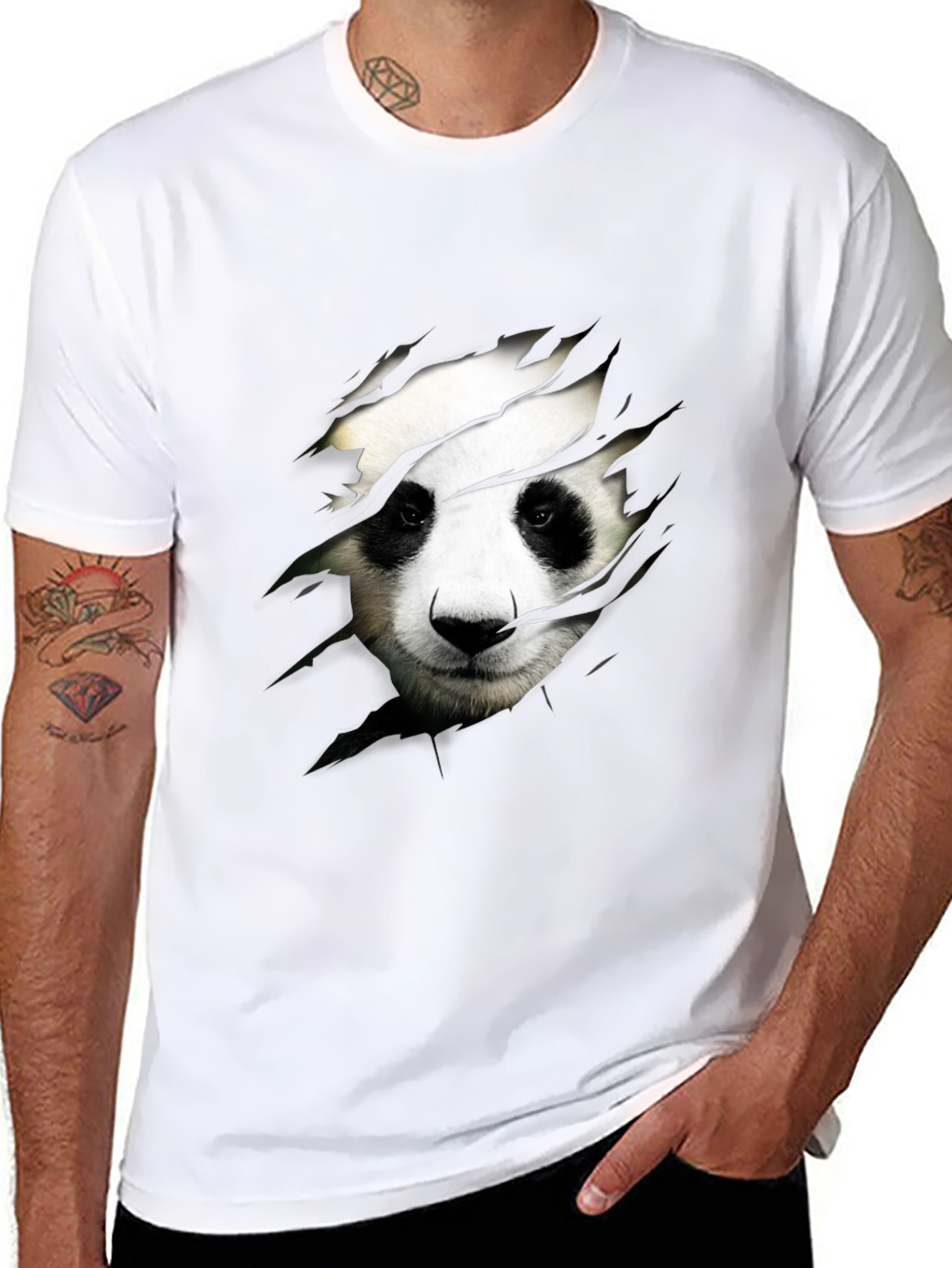 Panda Graphic Print Crew Neck T-Shirt