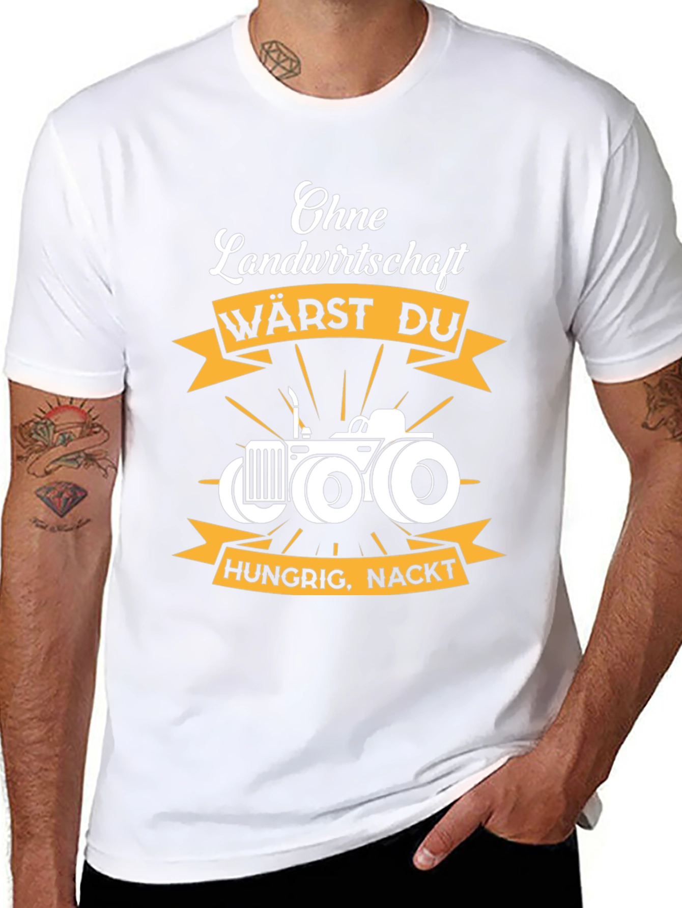 Farming T-Shirt: Without Agriculture Hungry Naked Funny Tee
