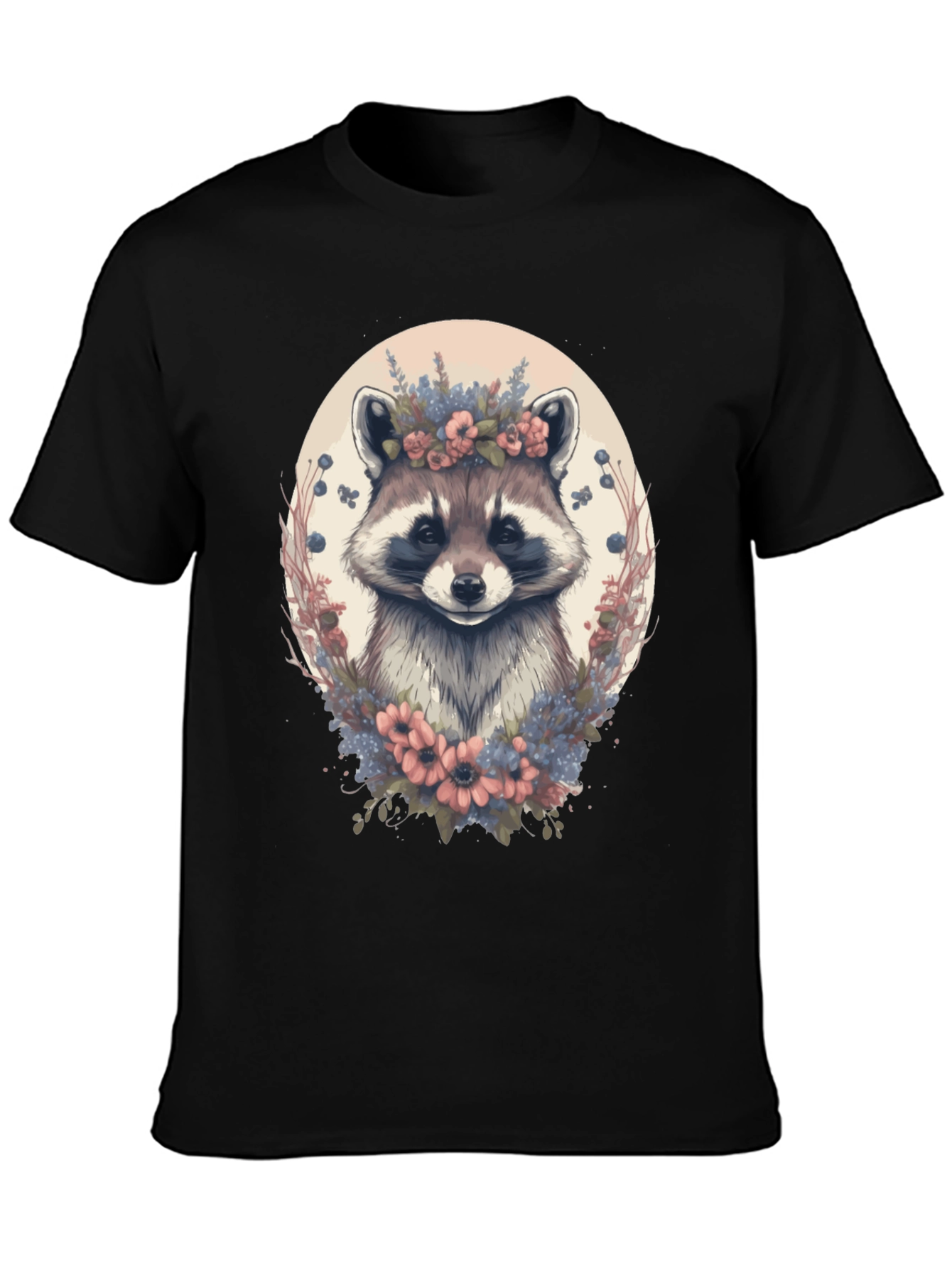 Raccoon Floral Wreath Graphic Tee
