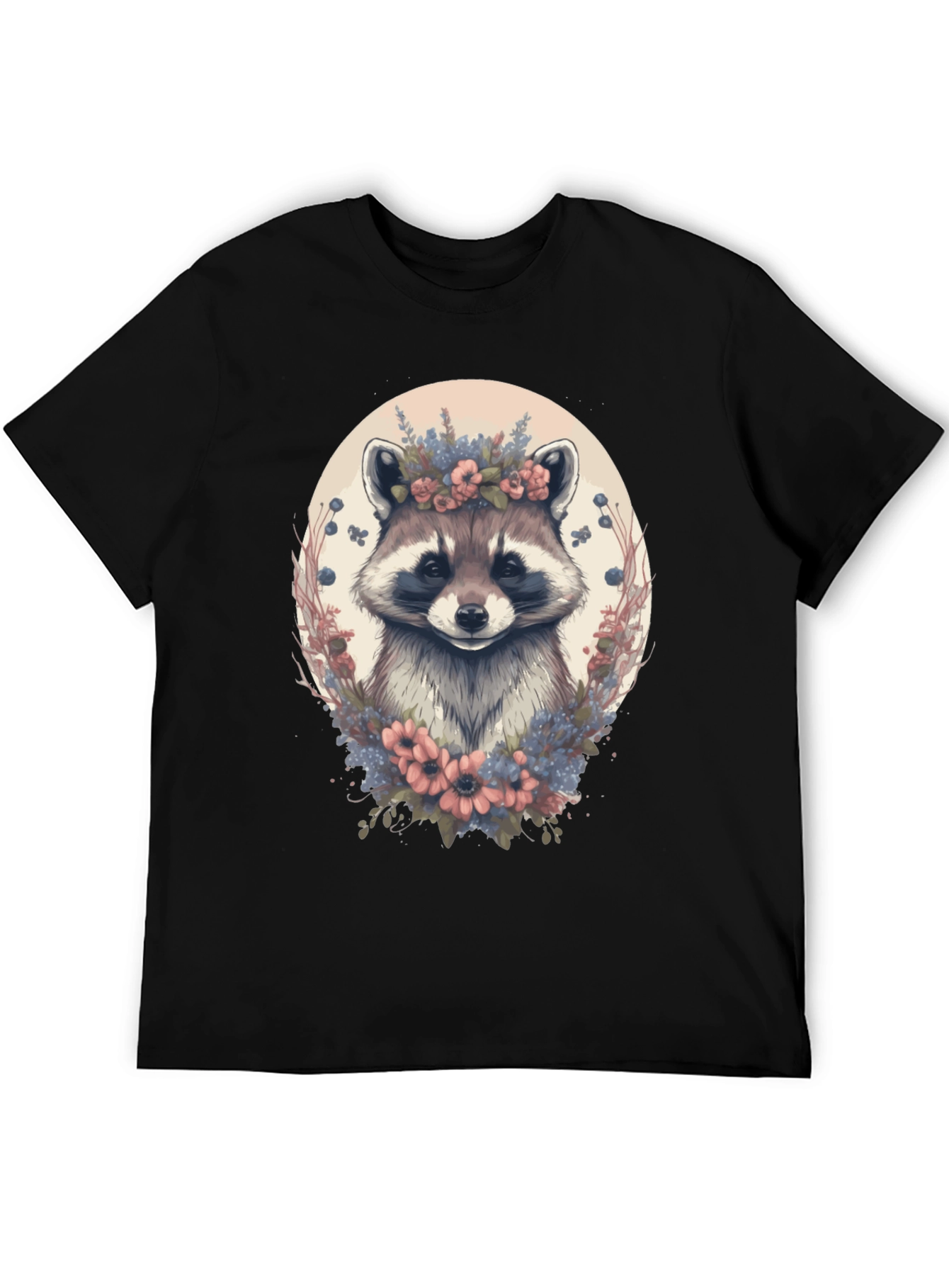 Raccoon Floral Wreath Graphic Tee