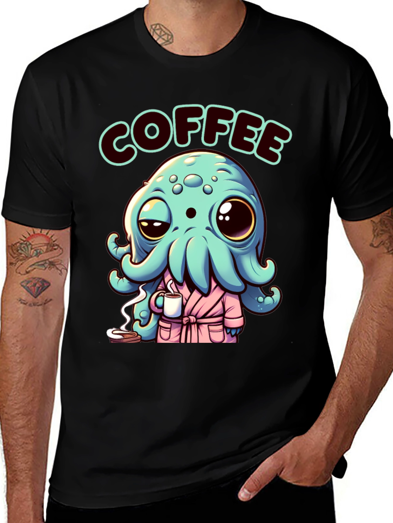 Coffee Octopus T-Shirt: Sea Creature Morning Humor