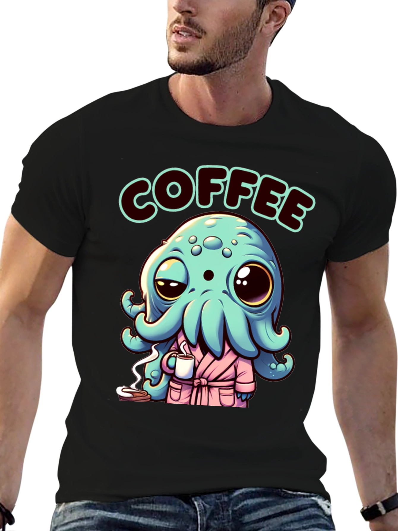 Coffee Octopus T-Shirt: Sea Creature Morning Humor