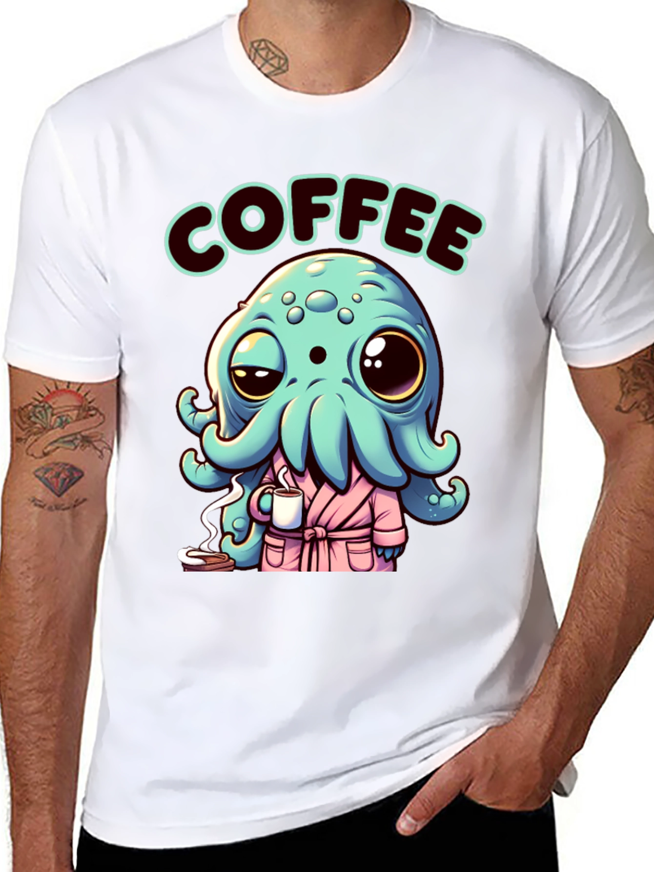 Coffee Octopus T-Shirt: Sea Creature Morning Humor