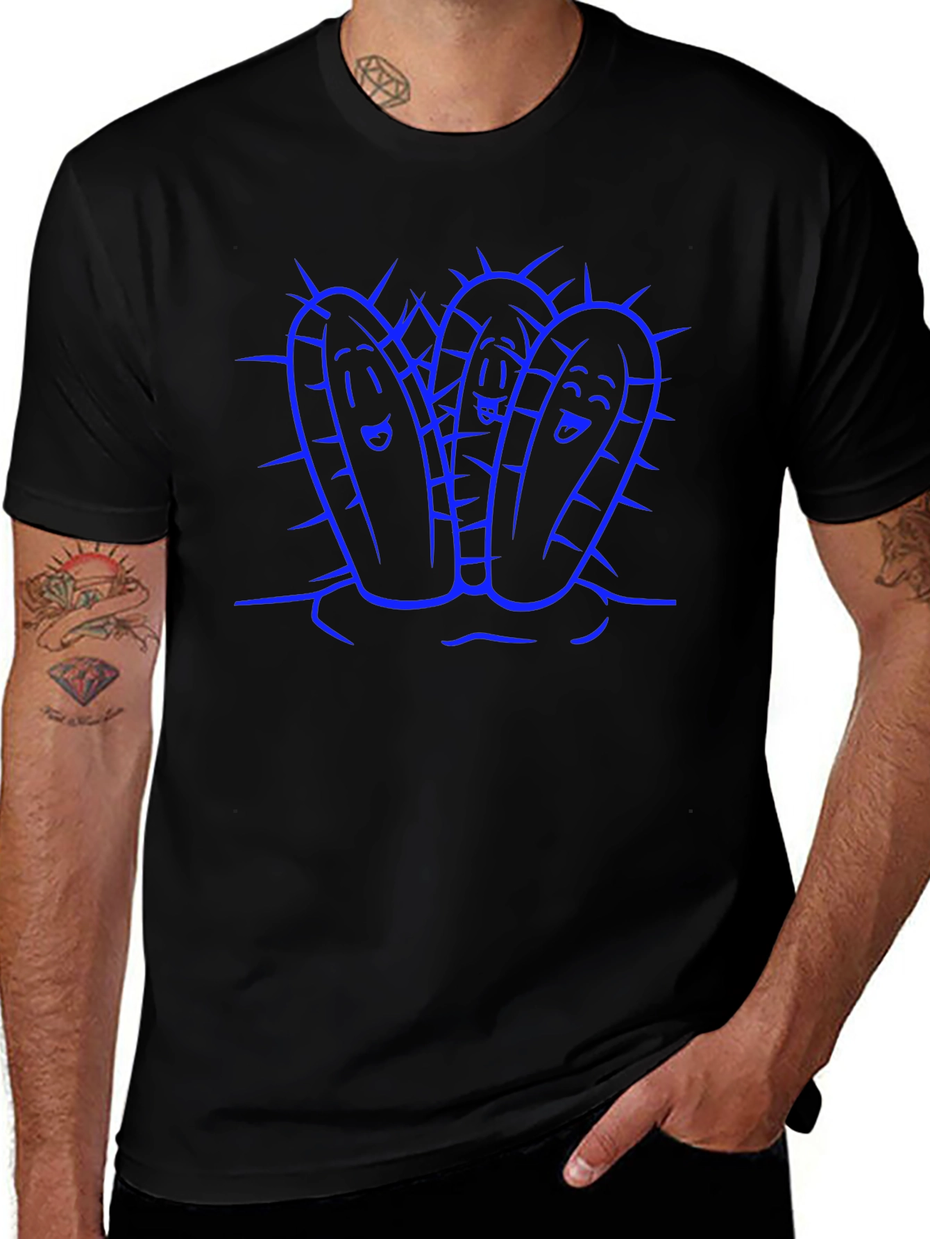 Fun Cactus Graphic Tee - Black