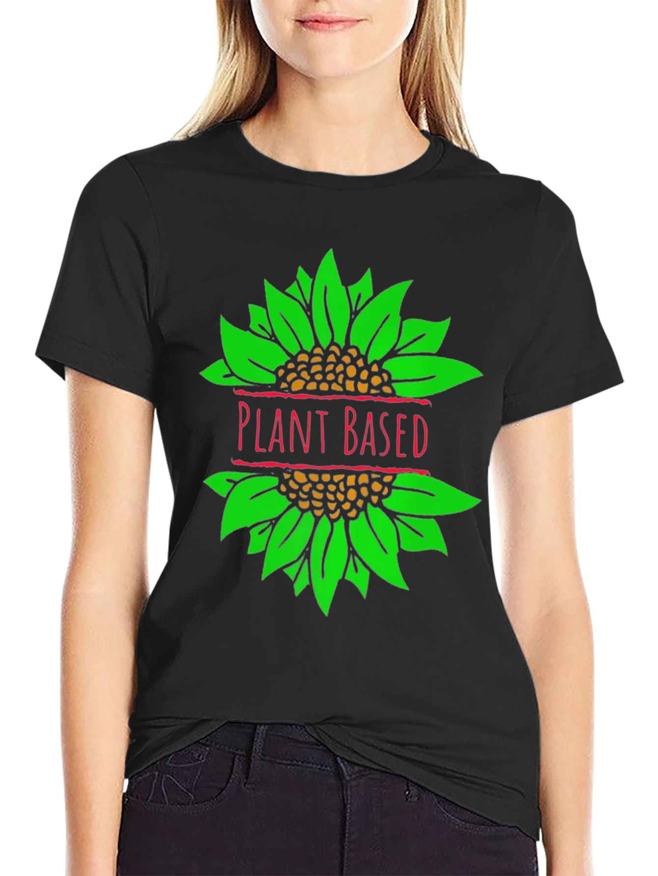 Plant Based T-Shirt Vegan Sunflower Graphic Tee