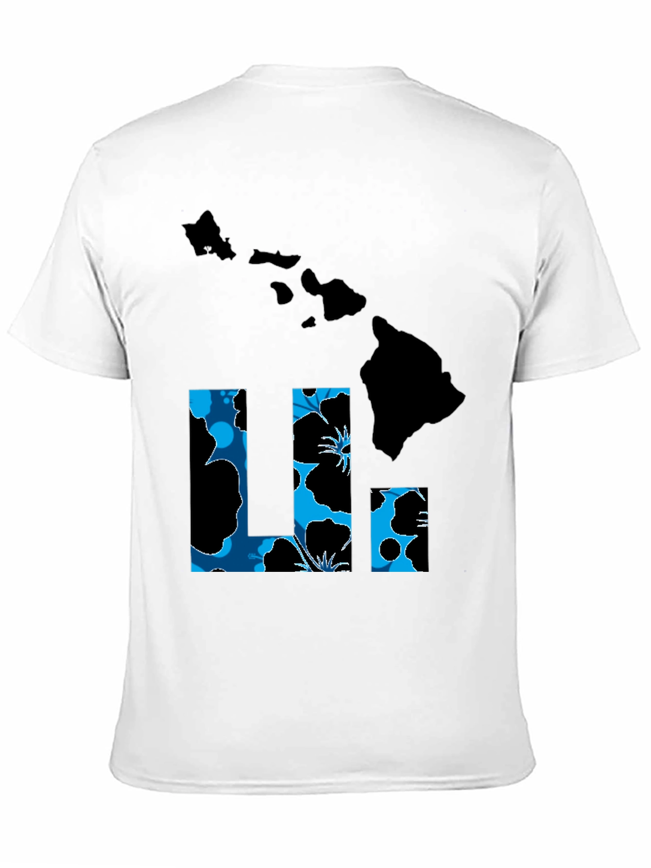 Hawaii Islands T-Shirt Floral LI Design Black Tee