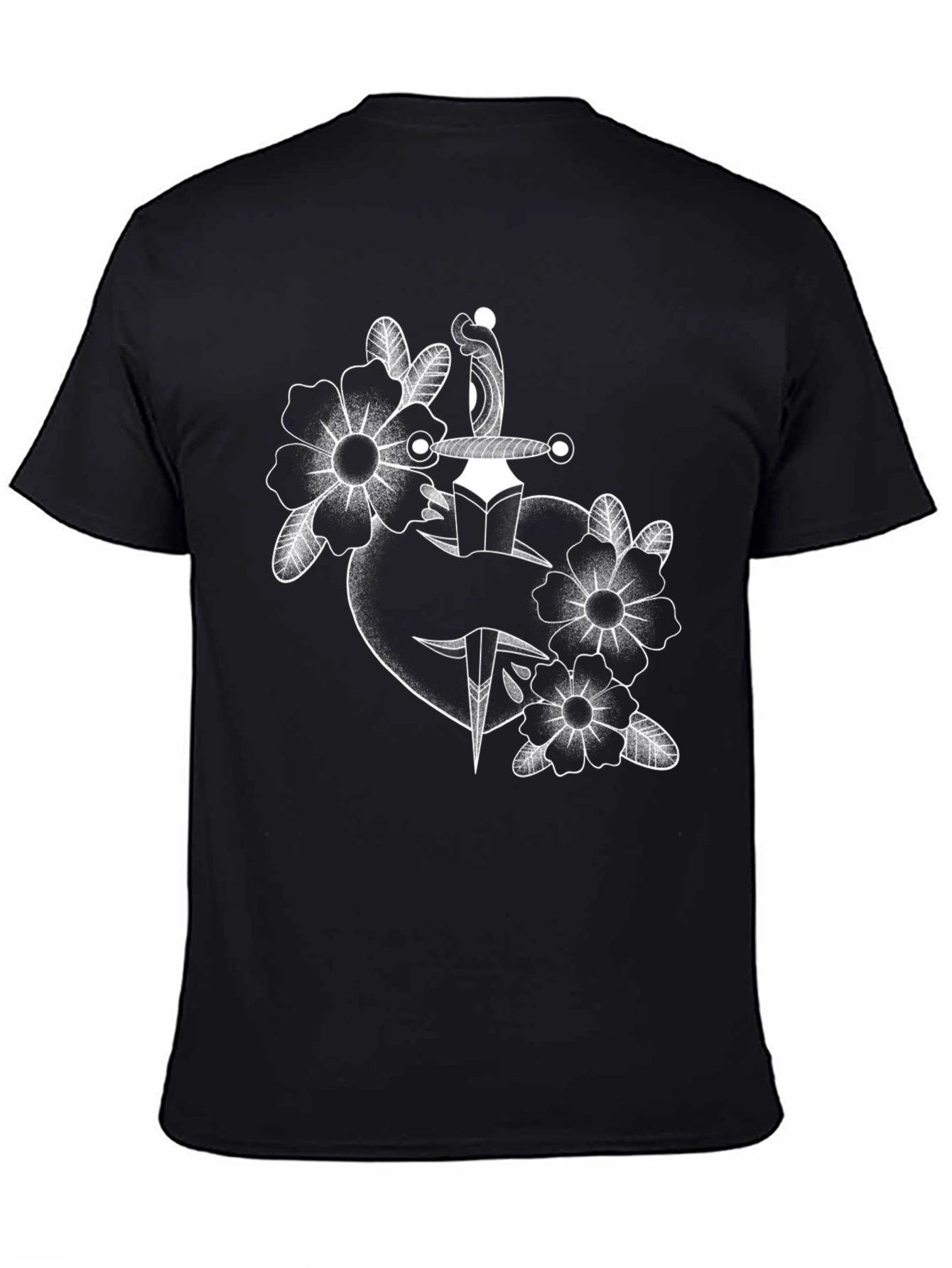 Tattoo Style Heart & Dagger Graphic T-Shirt