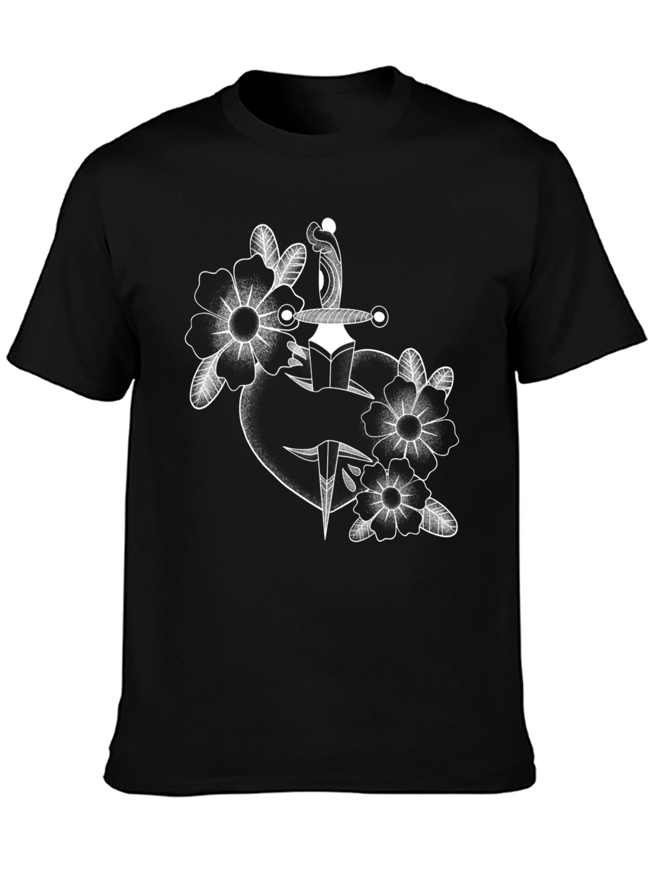 Tattoo Style Heart & Dagger Graphic T-Shirt