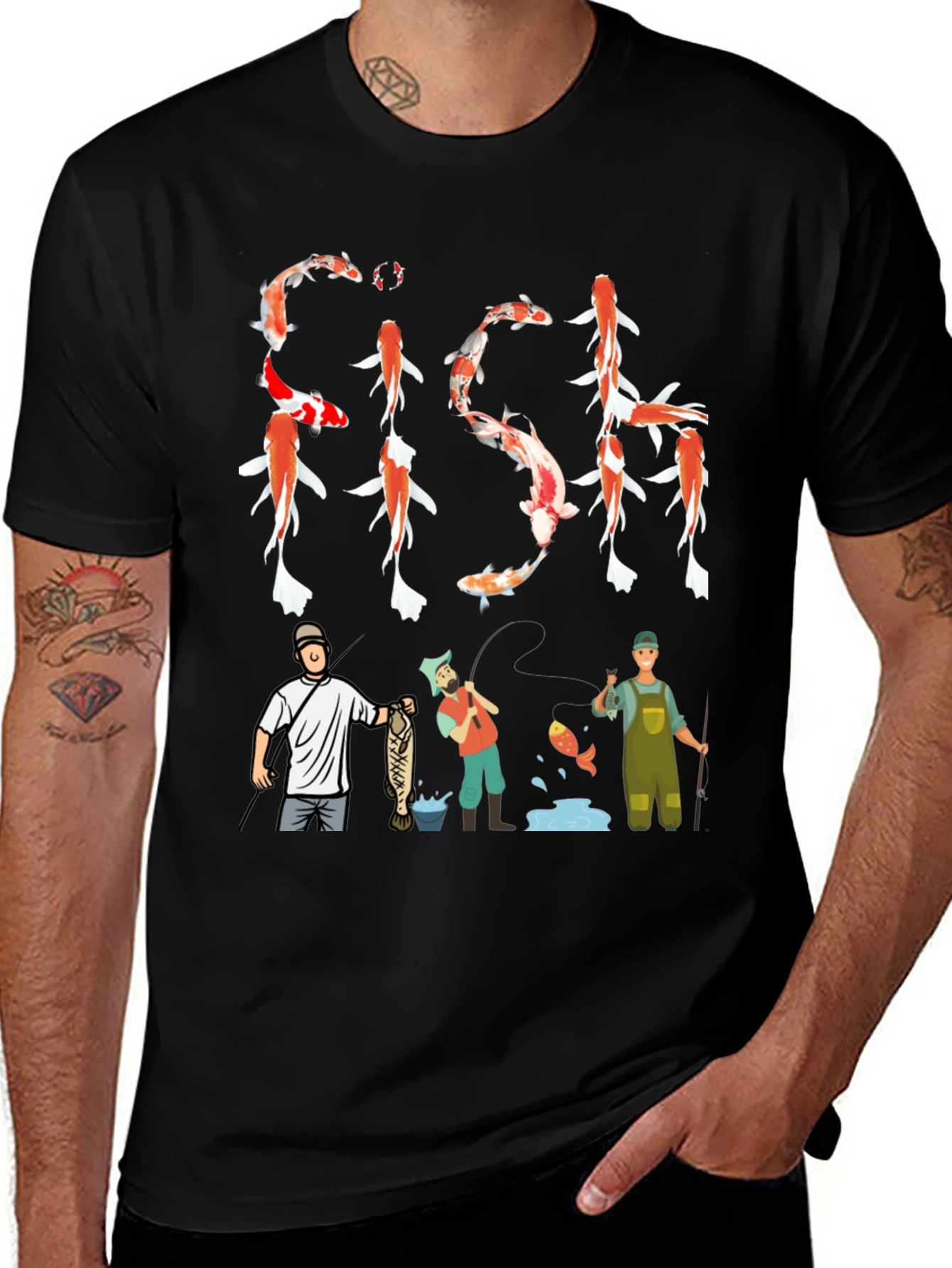Koi Fish Graphic Tee Fishing Mens T-Shirt