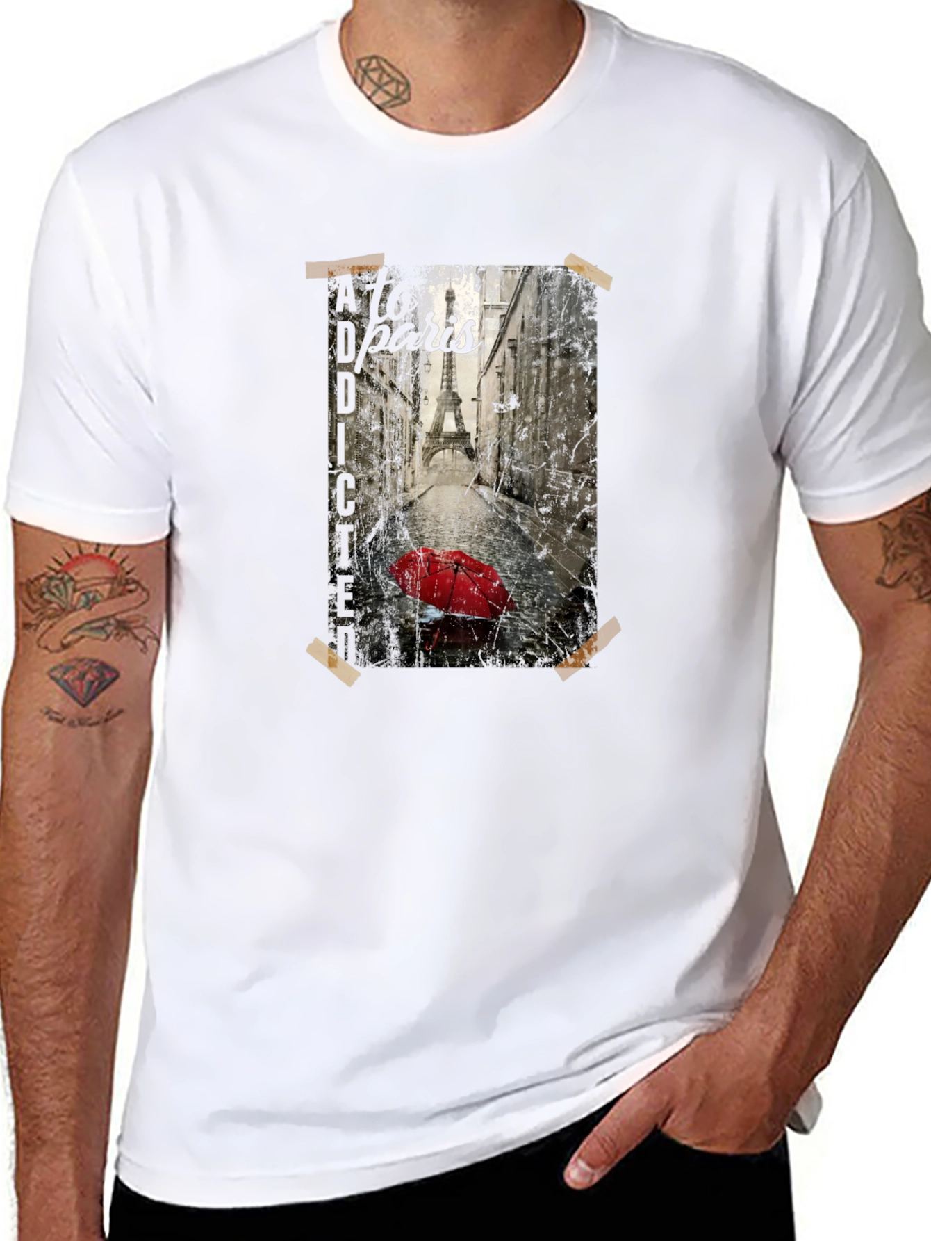 Paris Street Scene Graphic Tee - Black
