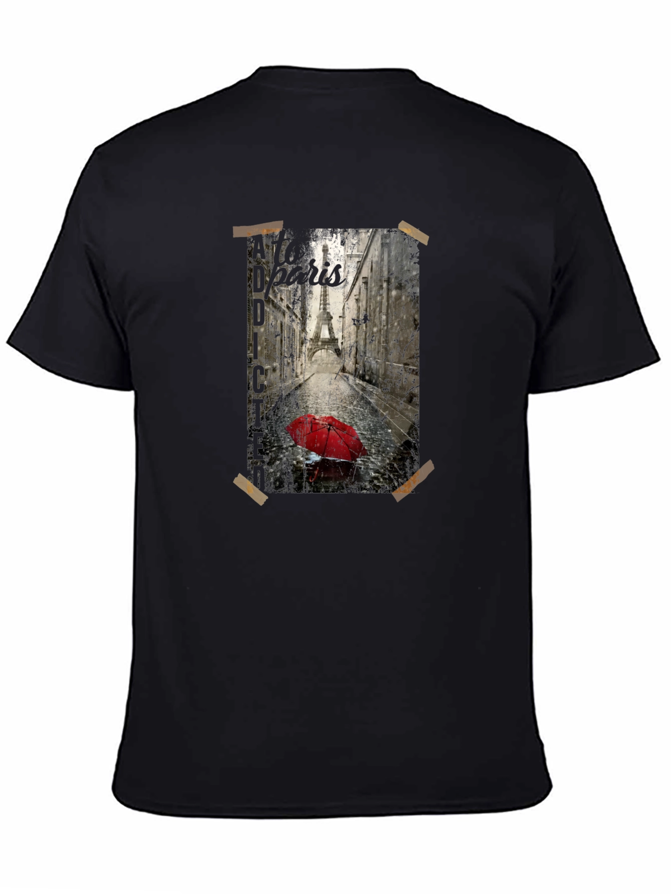 Paris Street Scene Graphic Tee - Black