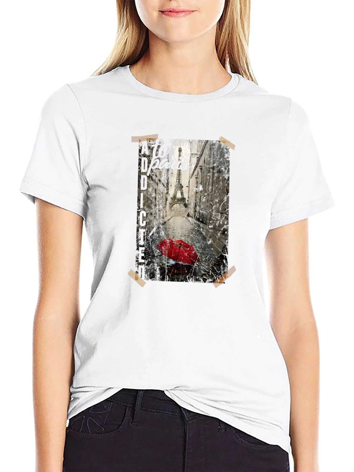 Paris Street Scene Graphic Tee - Black