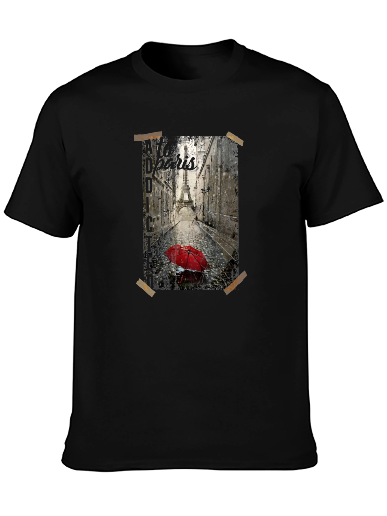 Paris Street Scene Graphic Tee - Black