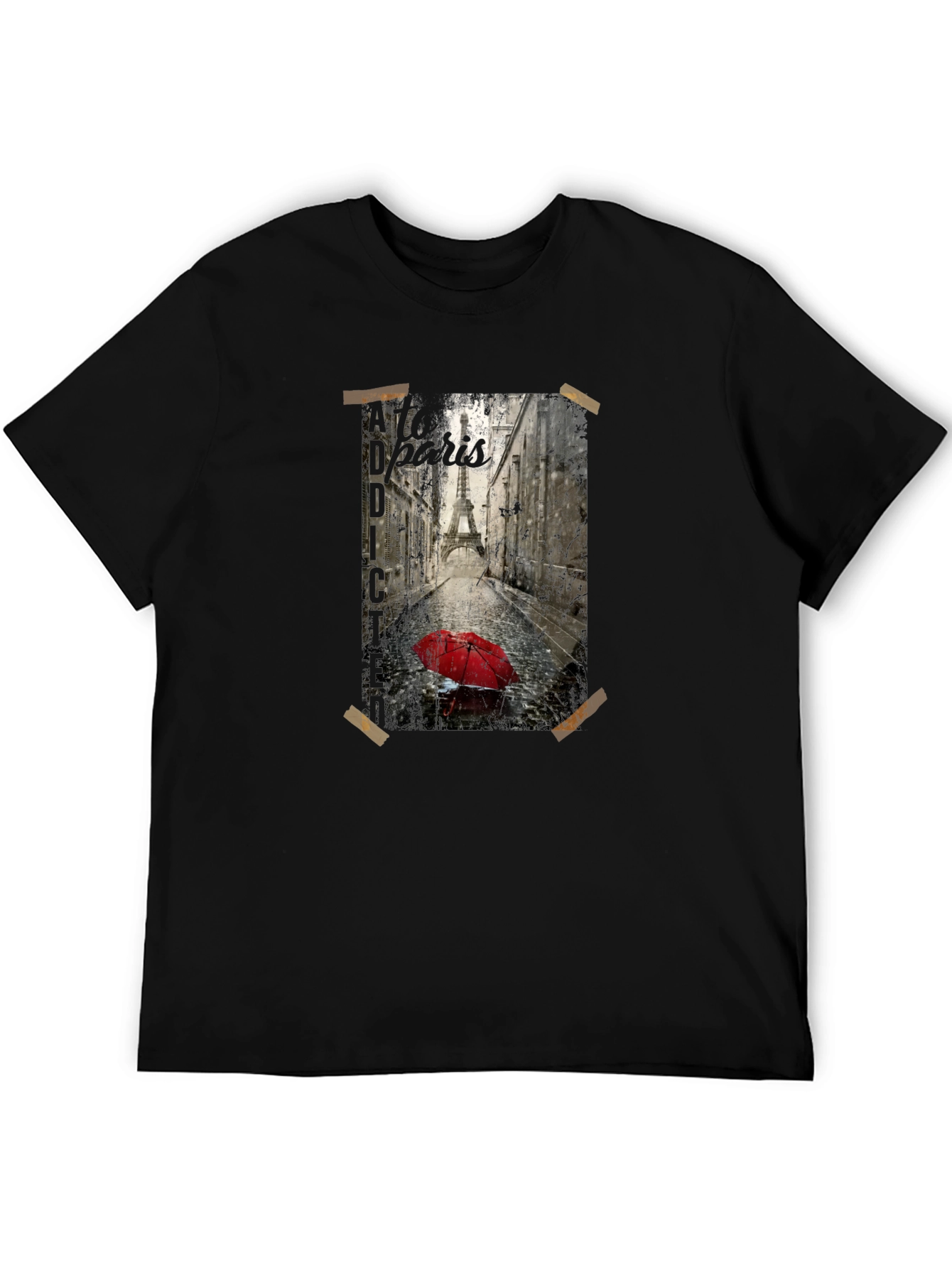 Paris Street Scene Graphic Tee - Black