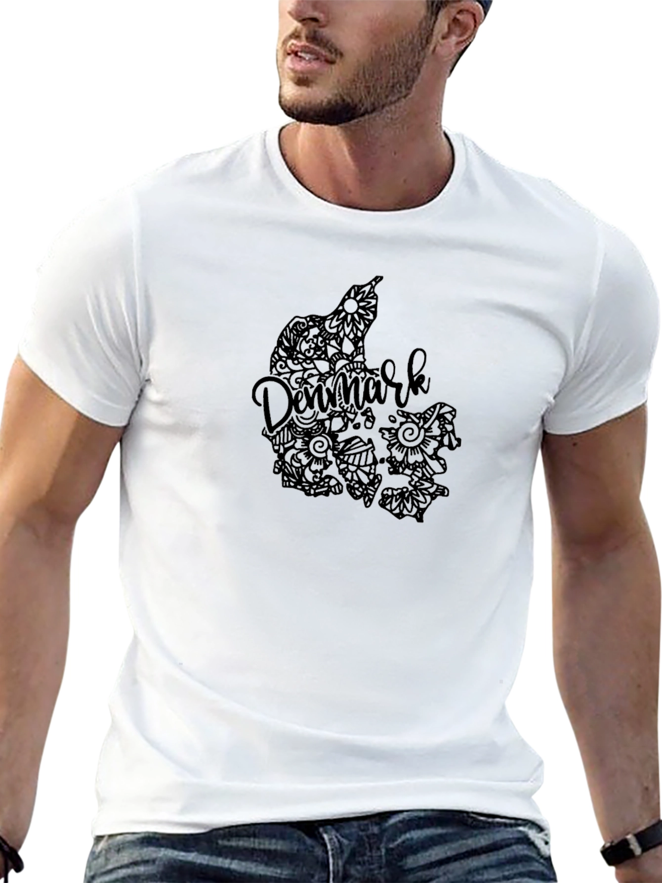 Denmark Map Graphic T-Shirt - Black