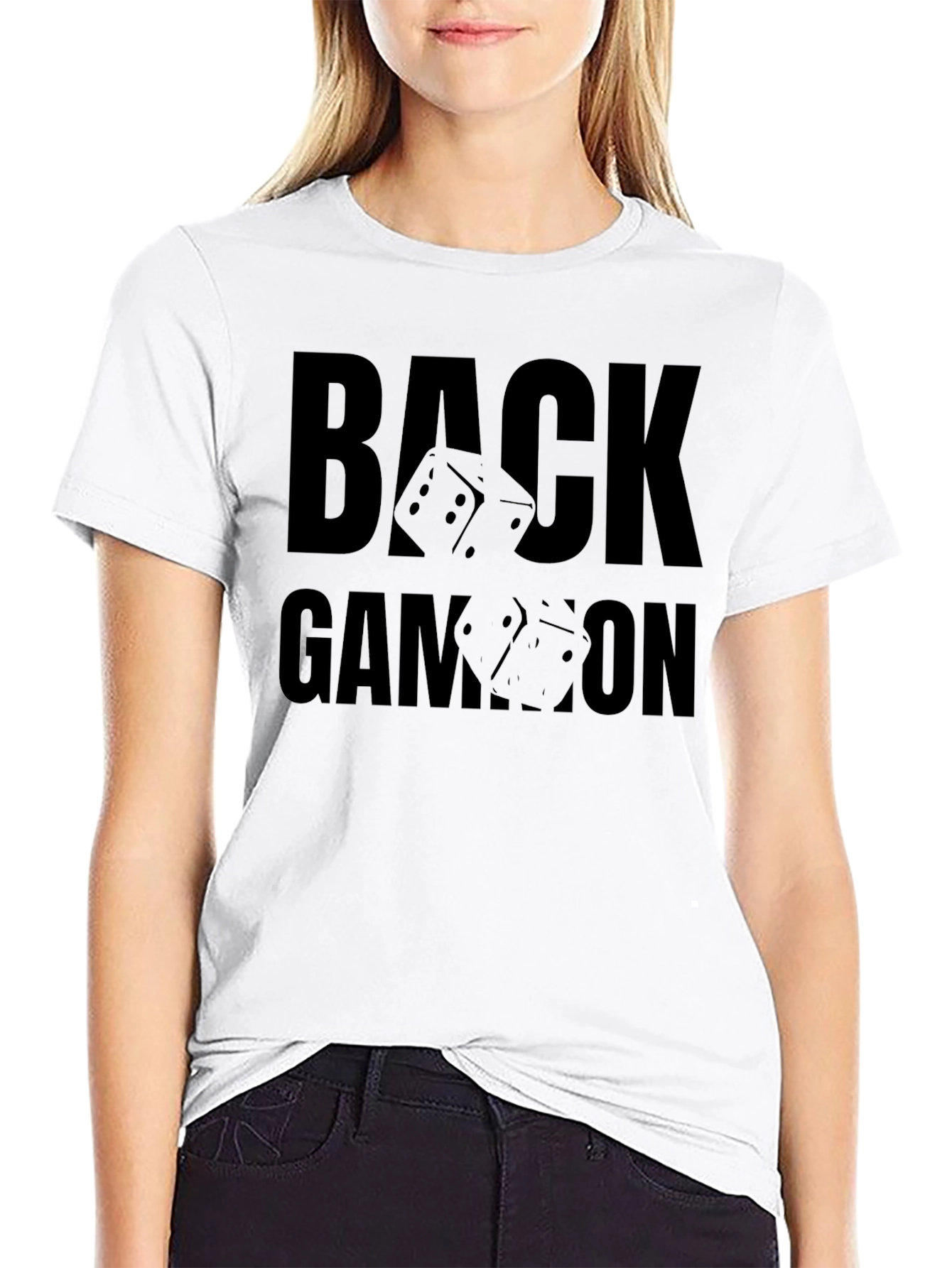 Backgammon Dice Graphic Tee - Black Cotton