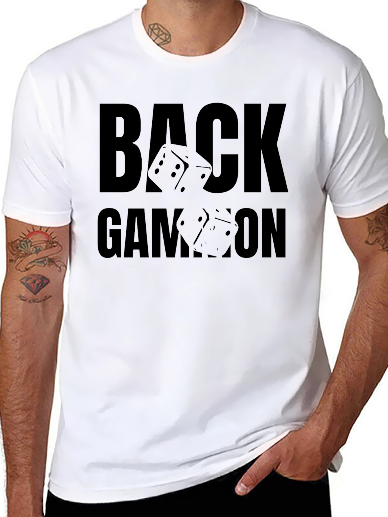 Backgammon Dice Graphic Tee - Black Cotton