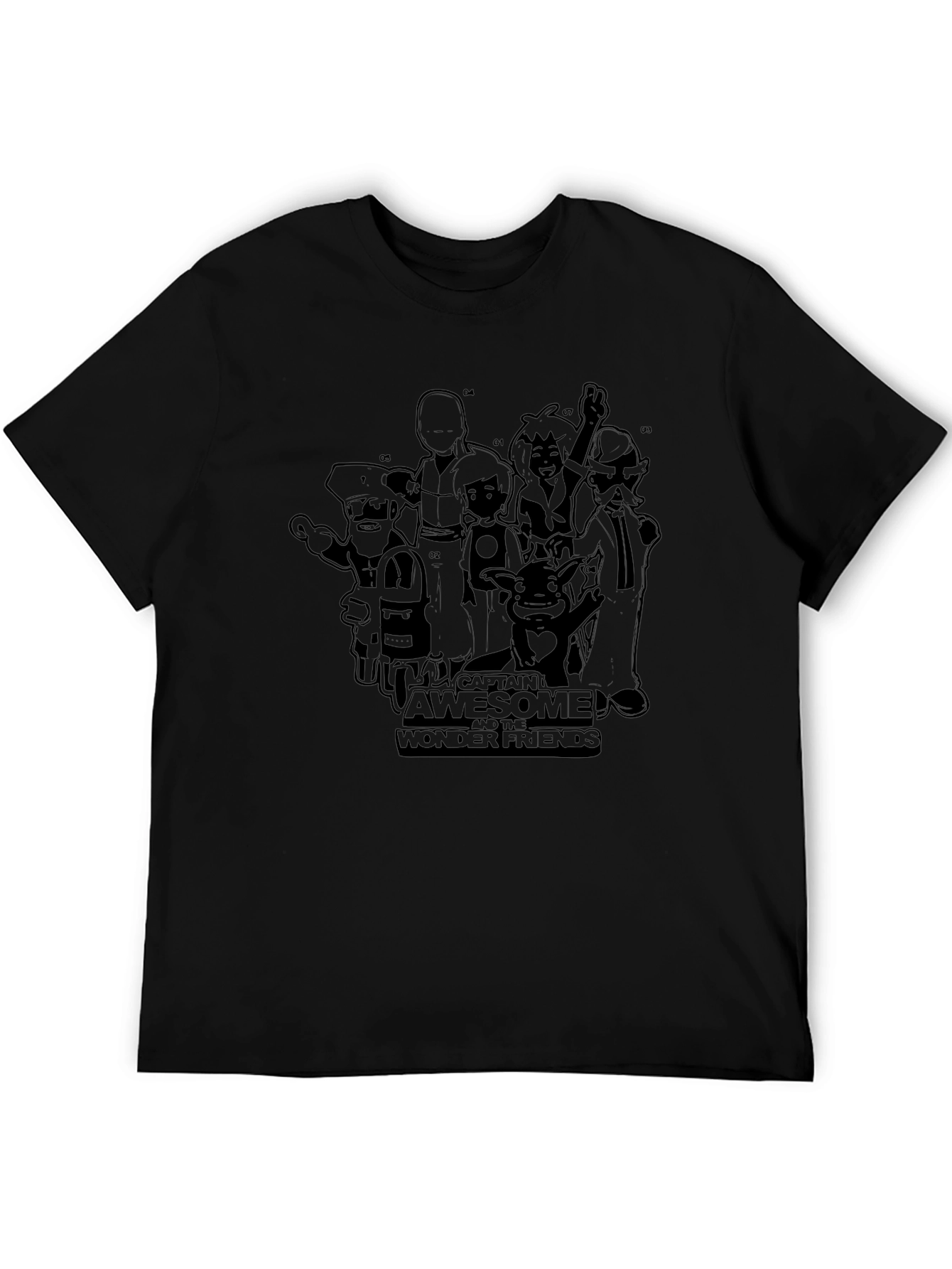 Captain Awesome and the Wonder Friends Black T-Shirt